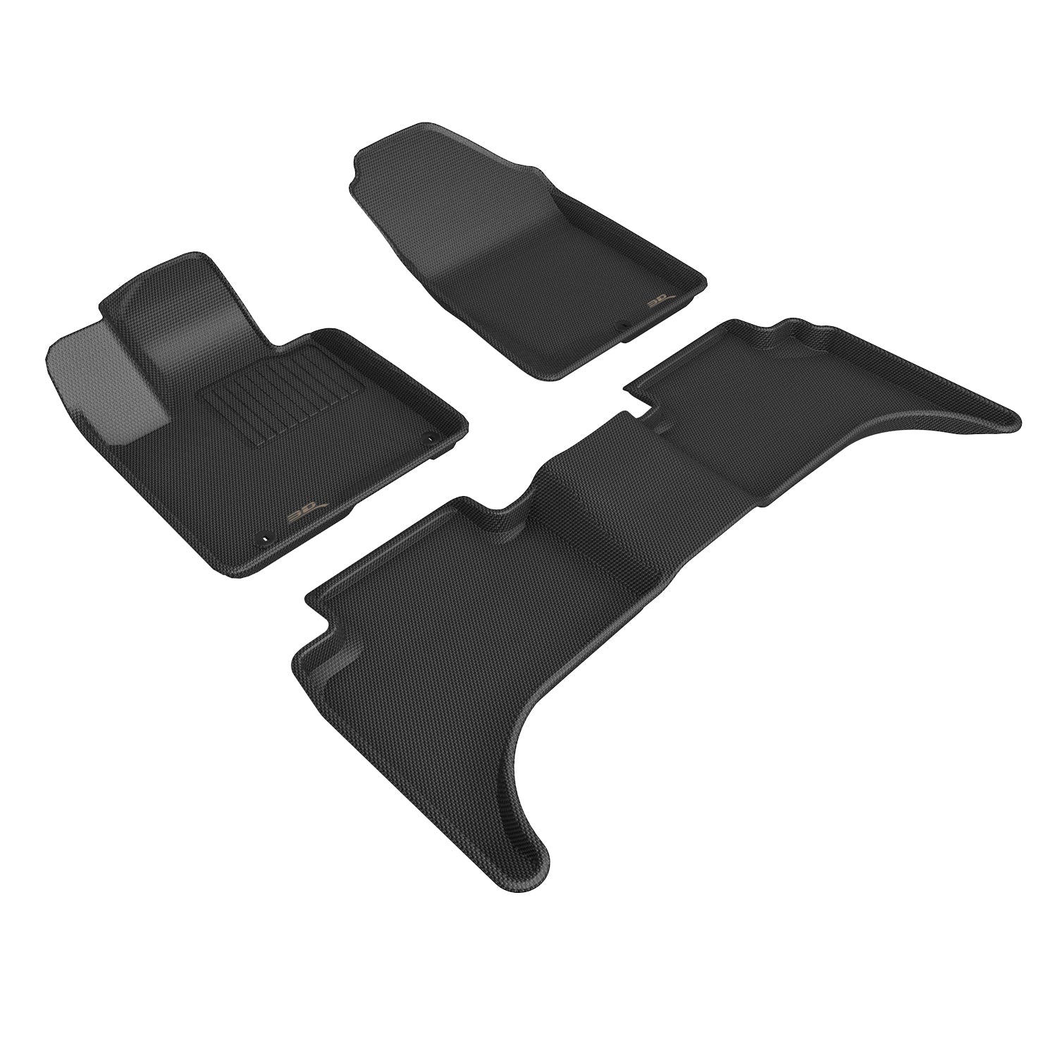 3D Maxpider 2022-2024 Hyundai Santa Cruz 5 Seat Kagu 1St Row 2Nd Row Floor Mat Carbon Fiber Embossed Pattern Black L1HY11801509