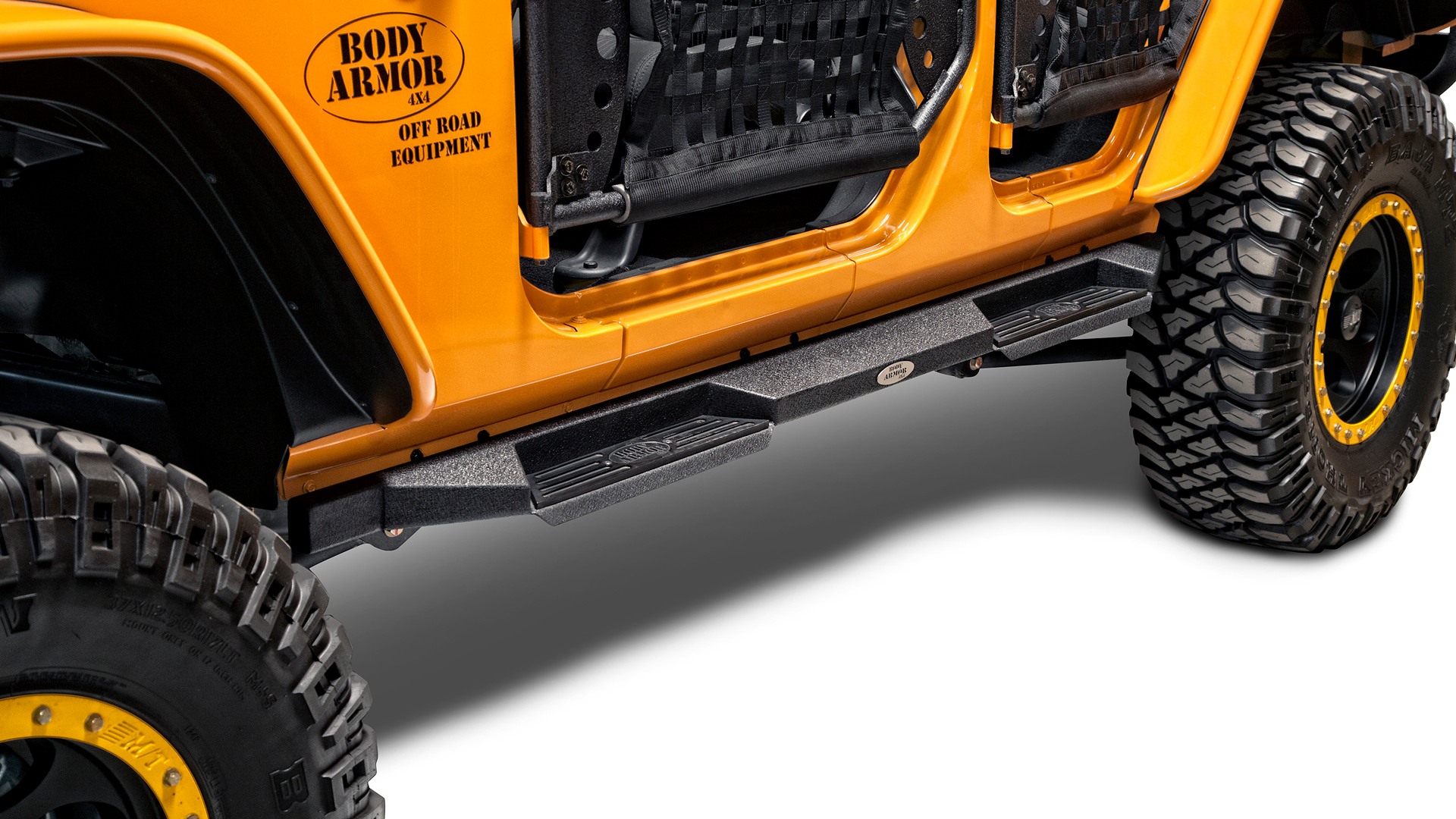 Body Armor 2007-2018 Jeep Wrangler 4 Door Side Steps Rocksteps Black JK-4123