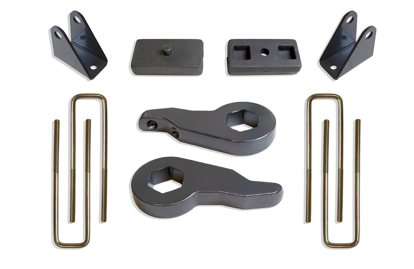 MaxTrac Suspension 2WD 4WD 2.5"-1" Leveling Kit Including Torsion Keys Shock Extenders Blocks & U-Bolts K880731