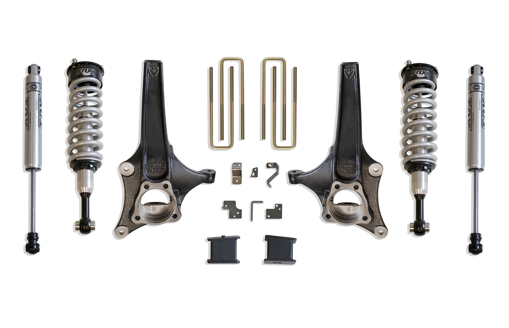 MaxTrac Suspension 2WD 6.5" Lift Kit Including Fox 2.0 Performance Series Coilovers Spindles Blocks U-Bolts & Rear Shocks K881964F
