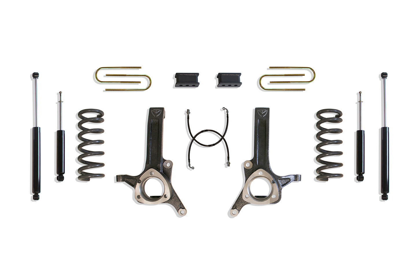 MaxTrac Suspension 6.5" Lift Kit Including Diesel Coils Spindles Extended Brake Lines Blocks 3.625" Wide U-Bolts & Front Rear Max Trac Shocks K882262L