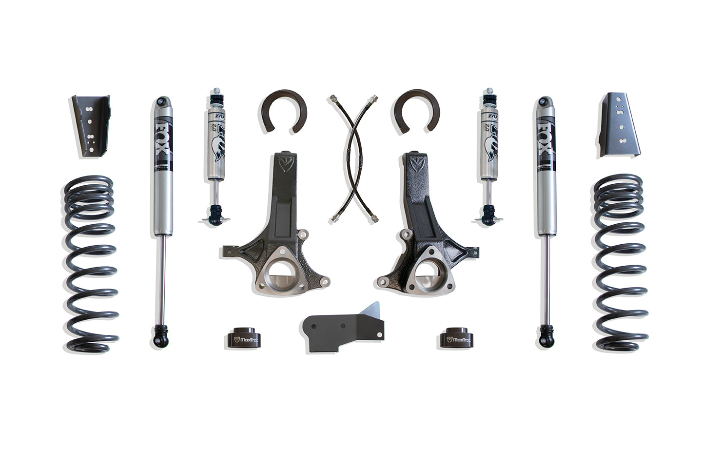 MaxTrac Suspension 6.5" Lift Kit Including Front Spacers Spindles Extended Brake Lines & Front Rear Fox 2.0 Performance Series Shocks K882465F