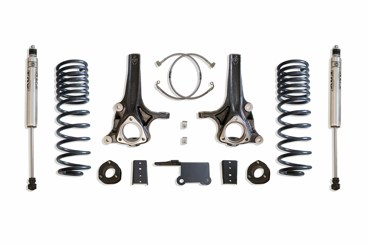 MaxTrac Suspension 7" Lift Kit Including Spindles Extended Brake Lines Rear Coils & Fox 2.0 Performance Series Rear Shocks K882774F