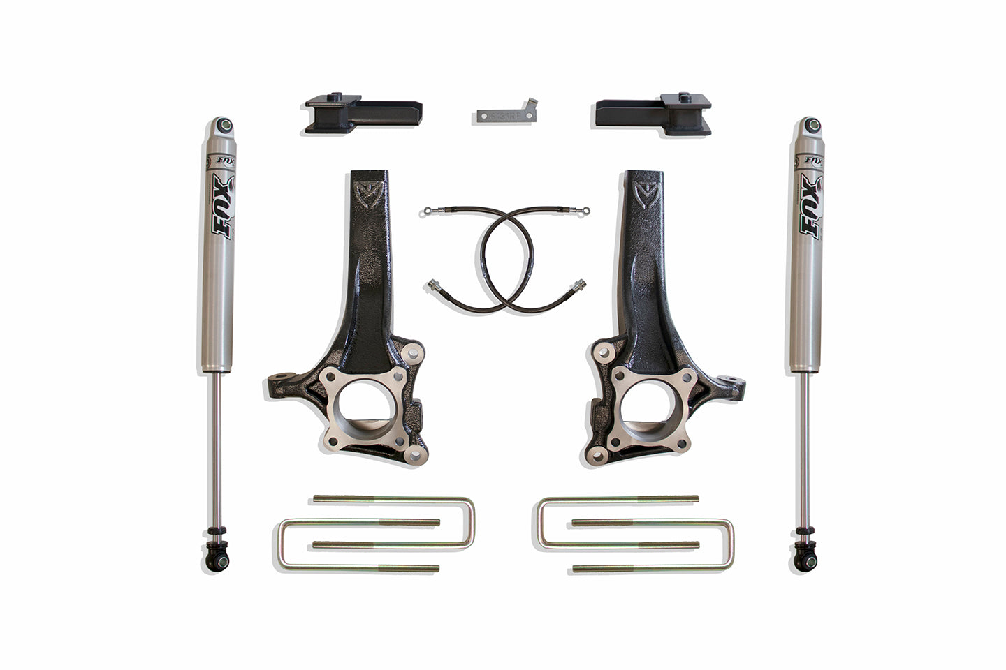 MaxTrac Suspension 4.5" Lift Kit Including Spindles Extended Brake Lines Blocks U-Bolts & Fox 2.0 Performance Series Rear Shocks K883242F