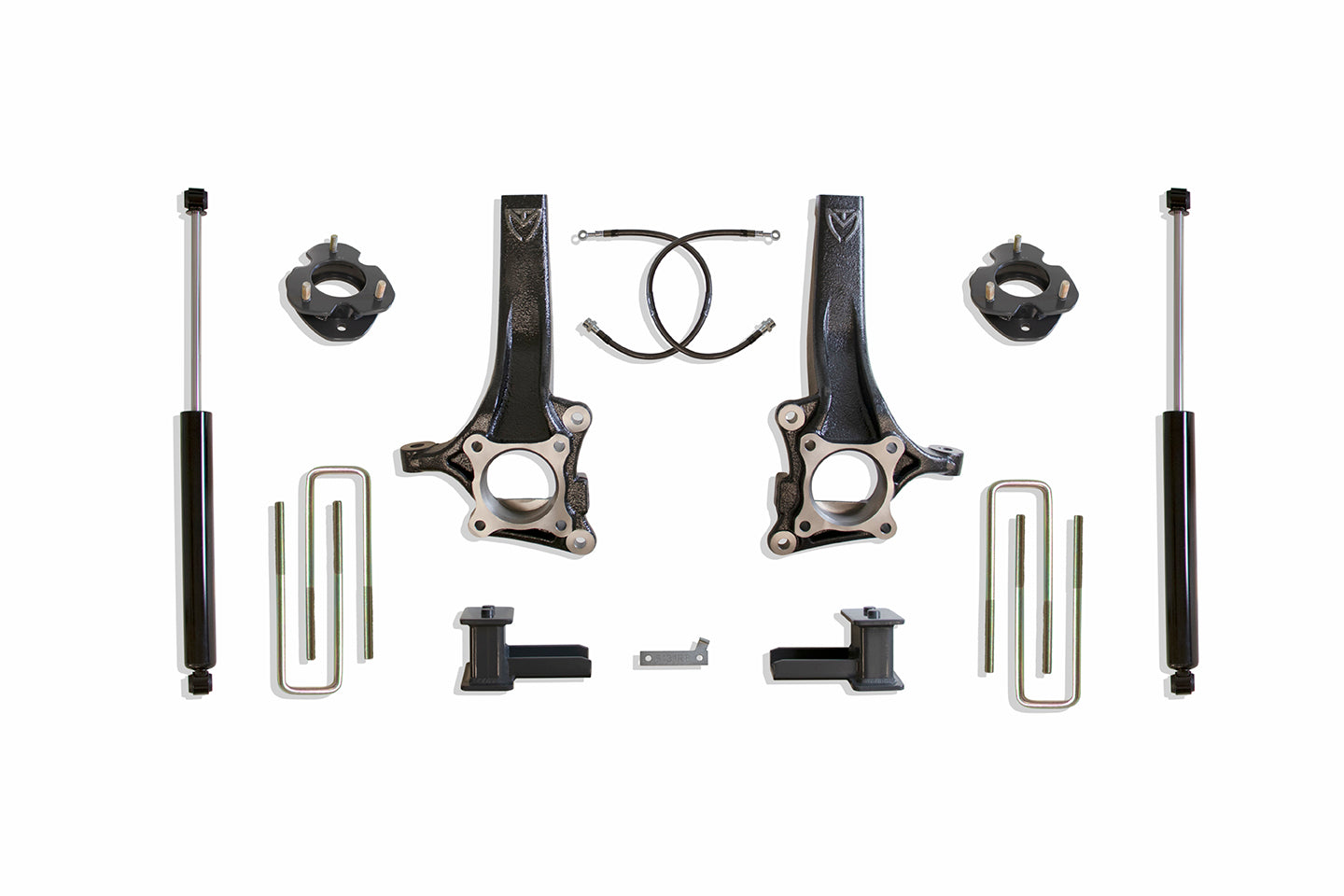 MaxTrac Suspension 2009-2014 Ford F-150 2WD 6.5" Lift Kit Including Spindles Spacers Extended Brake Lines Blocks U-Bolts & Max Trac Rear Shocks K883464