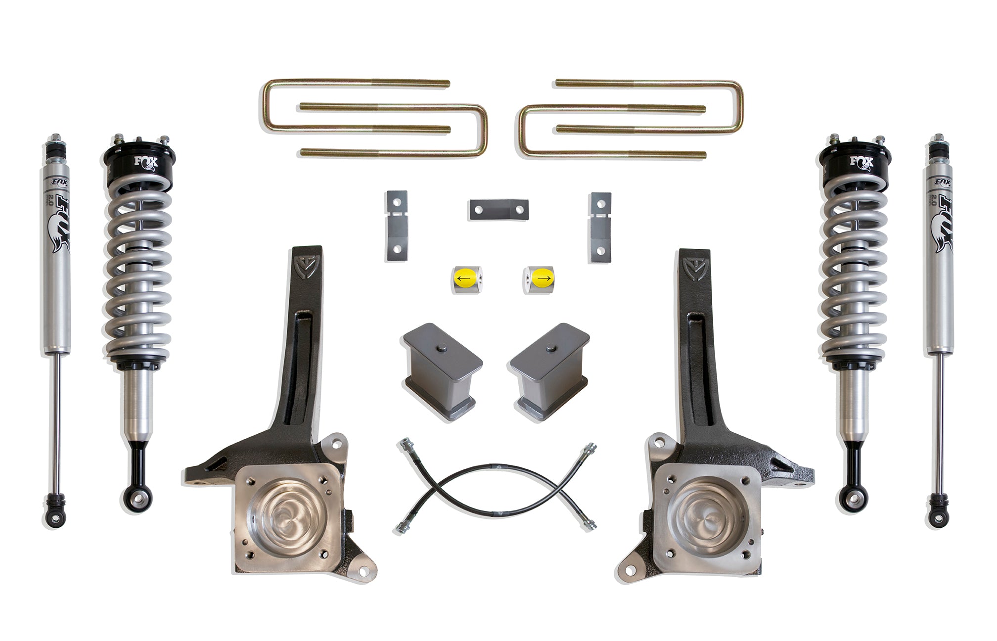 MaxTrac Suspension 6" Lift Kit Including Fox 2.0 Performance Series Coil Overs Spindles Extended Brake Lines & Rear Shocks K886764F
