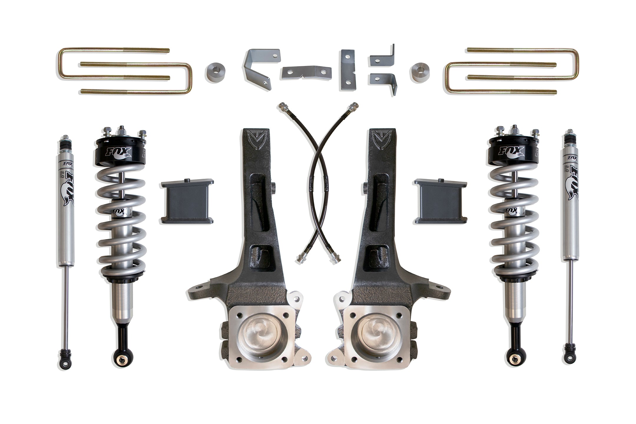 MaxTrac Suspension 6.5" Lift Kit Including Fox 2.0 Performance Series Coil Overs Spindles Carrier Bearing Kit & Rear Shocks K886864F