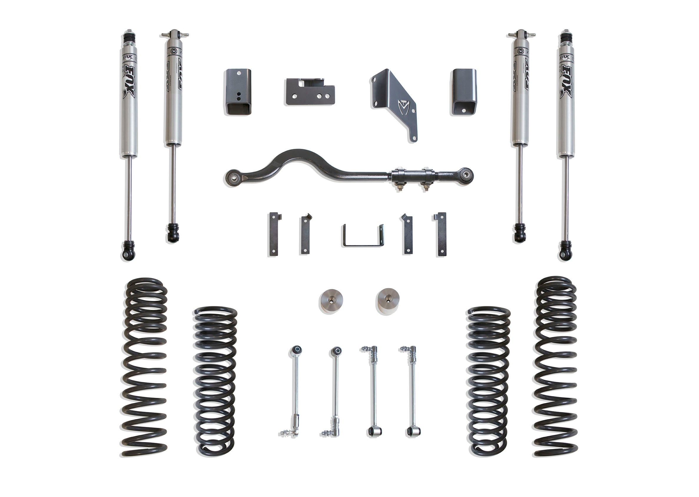 MaxTrac Suspension 4.5" Lift Kit Including F&R Coils Bump Stop Extensions Brake Line Extensions & Front Rear Fox 2.0 Performance Series Shocks K889745F