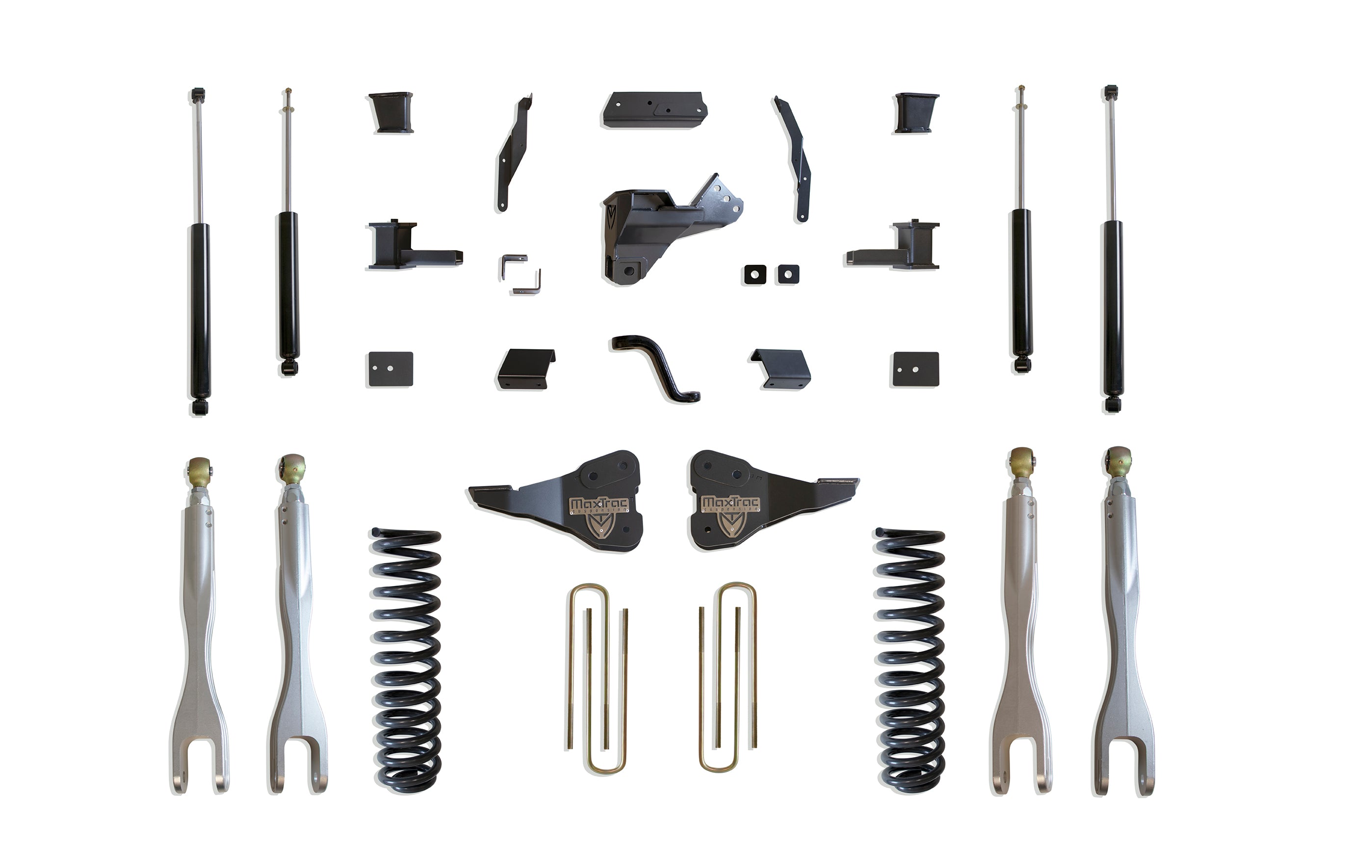 MaxTrac Suspension 4" Lift Kit Including Diesel Coils Bump Stop Extensions Pitman Arm Brake Line Brackets Blocks U-Bolts & Front Rear Max Trac Shocks K943341L