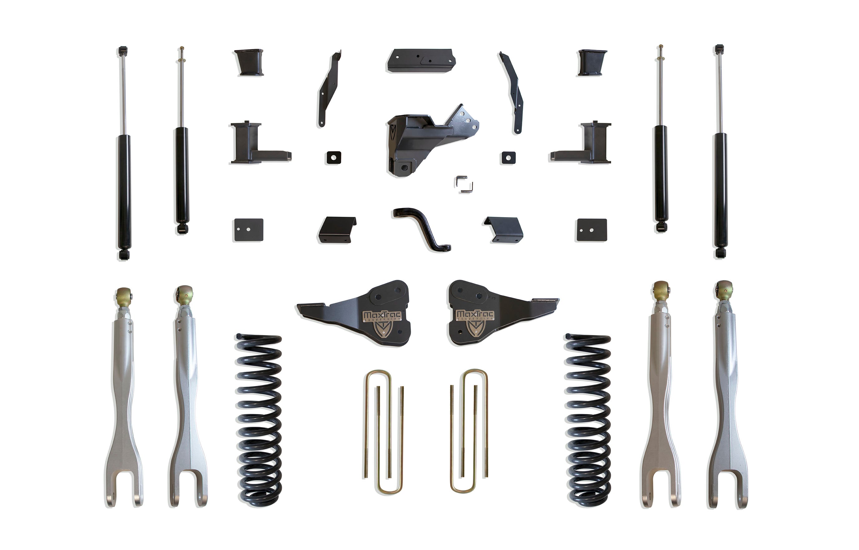 MaxTrac Suspension 6" Lift Kit Including Diesel Coils Forged Aluminum 4 Links Trac Bar Bracket Blocks U-Bolts & Front Rear Max Trac Shocks K943362L