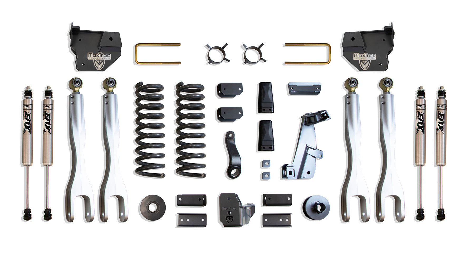 MaxTrac Suspension 4" Lift Kit Including Diesel Coils 4 Links Sway Bar Brackets Bump Stop Extensions & Front Rear Fox 2.0 Performance Series Shocks K947241FL