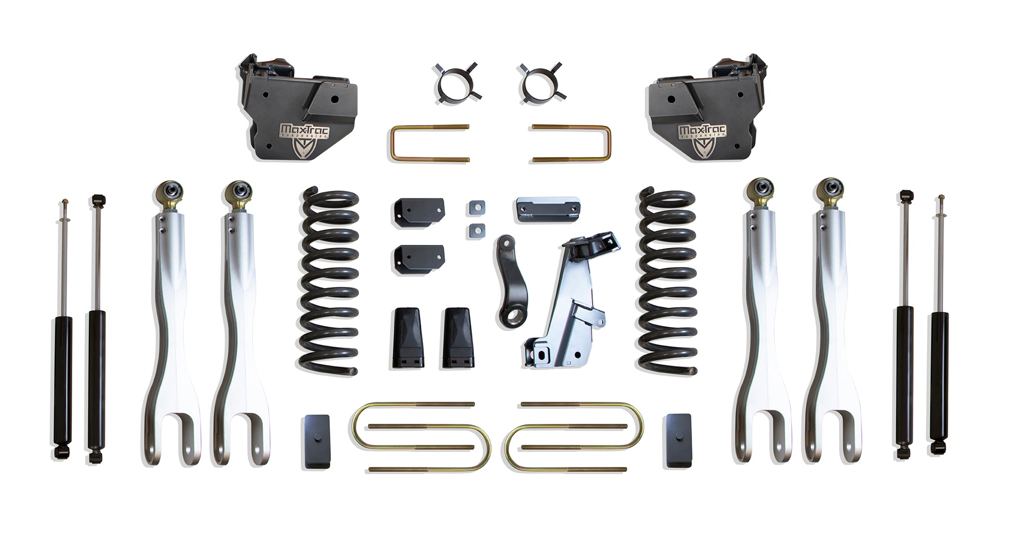 MaxTrac Suspension 4" Lift Kit Including Diesel Coils Forged Aluminum 4Links Trac Bar Bracket U-Bolts & Front Rear Max Trac Shocks K947341L