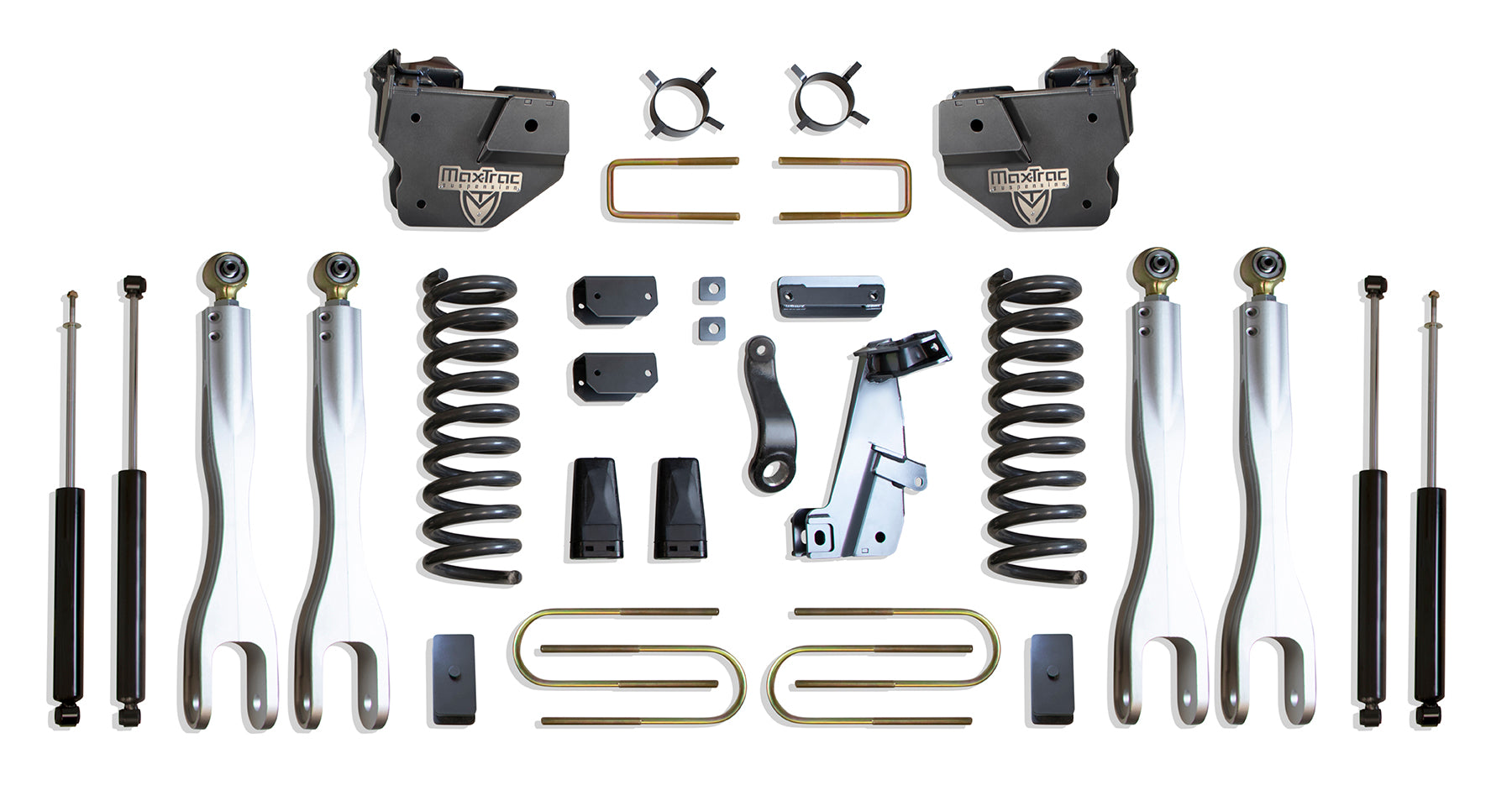 MaxTrac Suspension 6" Lift Kit Including Diesel Coils Forged Aluminum 4Links Trac Bar Bracket U-Bolts & Front Rear Max Trac Shocks K947363L