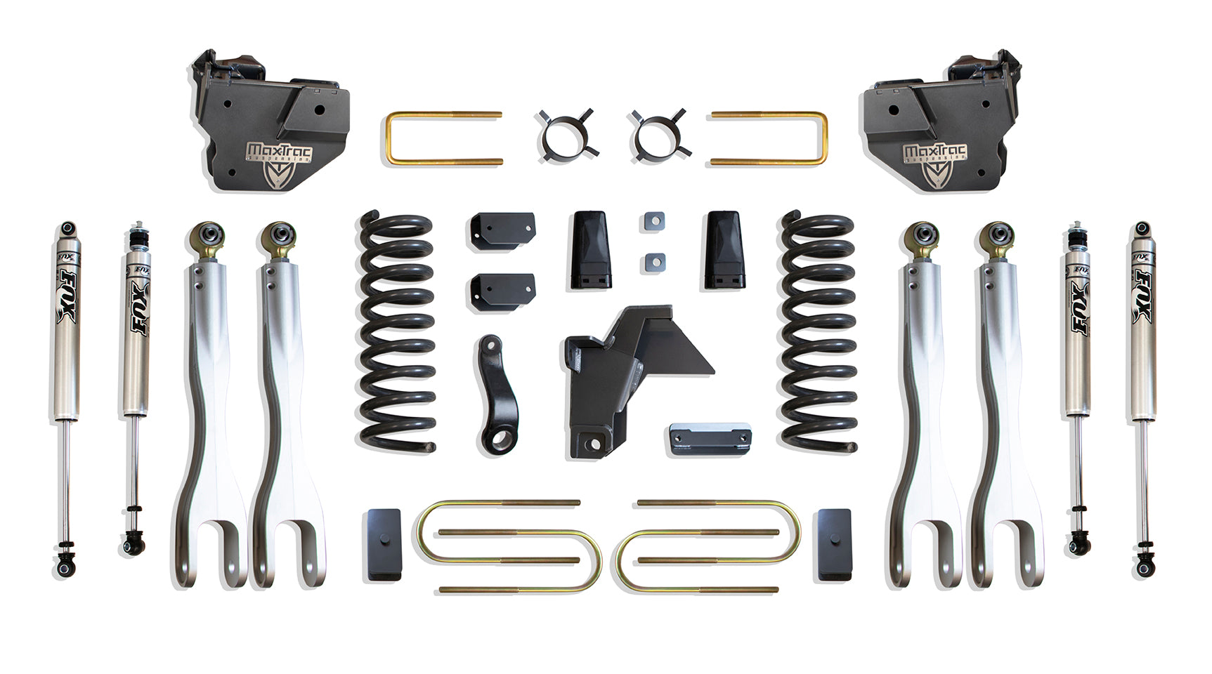 MaxTrac Suspension 4" Lift Kit Including Diesel Coils Sway Bar Brackets Bump Stops Blocks U-Bolts & Front Rear Fox 2.0 Performance Series Shocks K947541FL