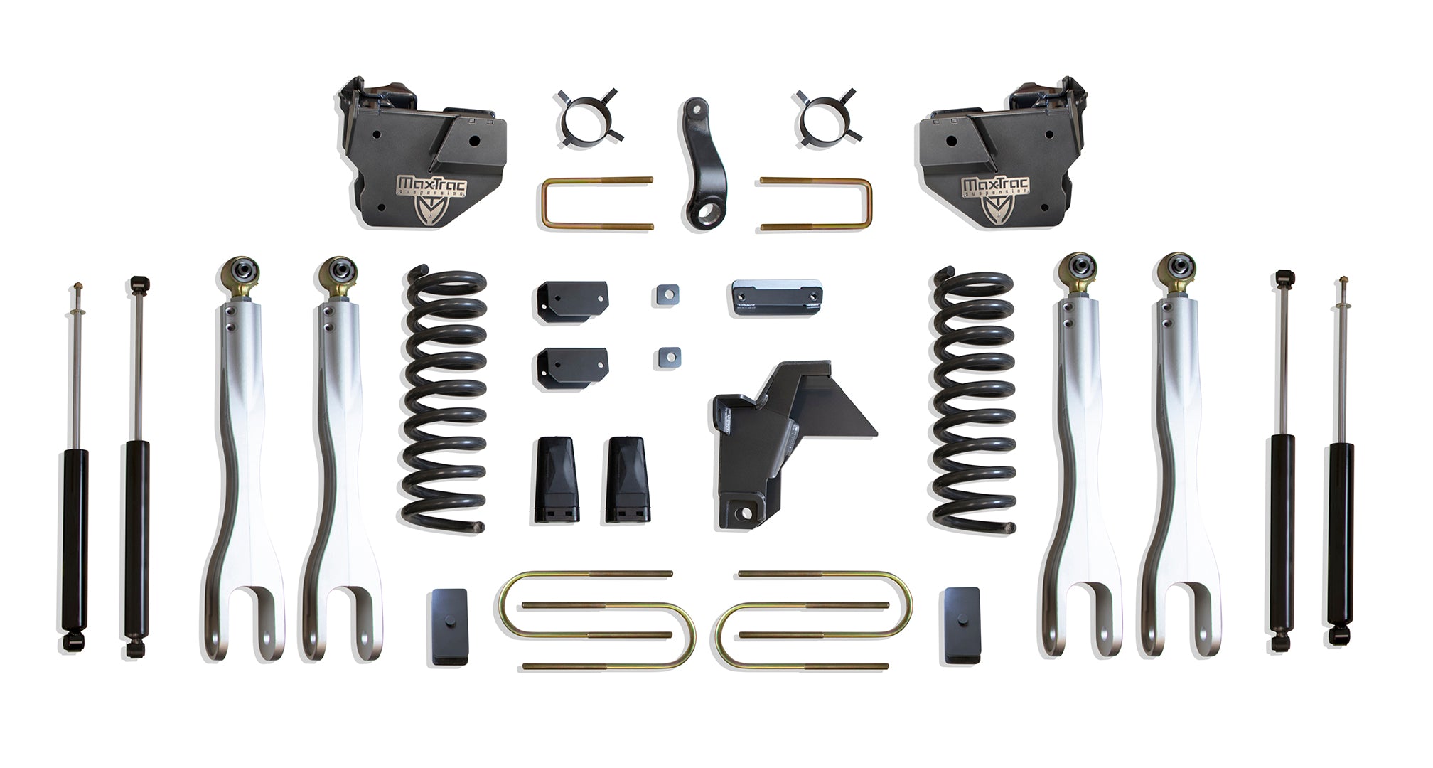 MaxTrac Suspension 4" Lift Kit Including Diesel Coils Forged Aluminum 4Links Trac Bar Bracket U-Bolts & Front Rear Max Trac Shocks K947541L