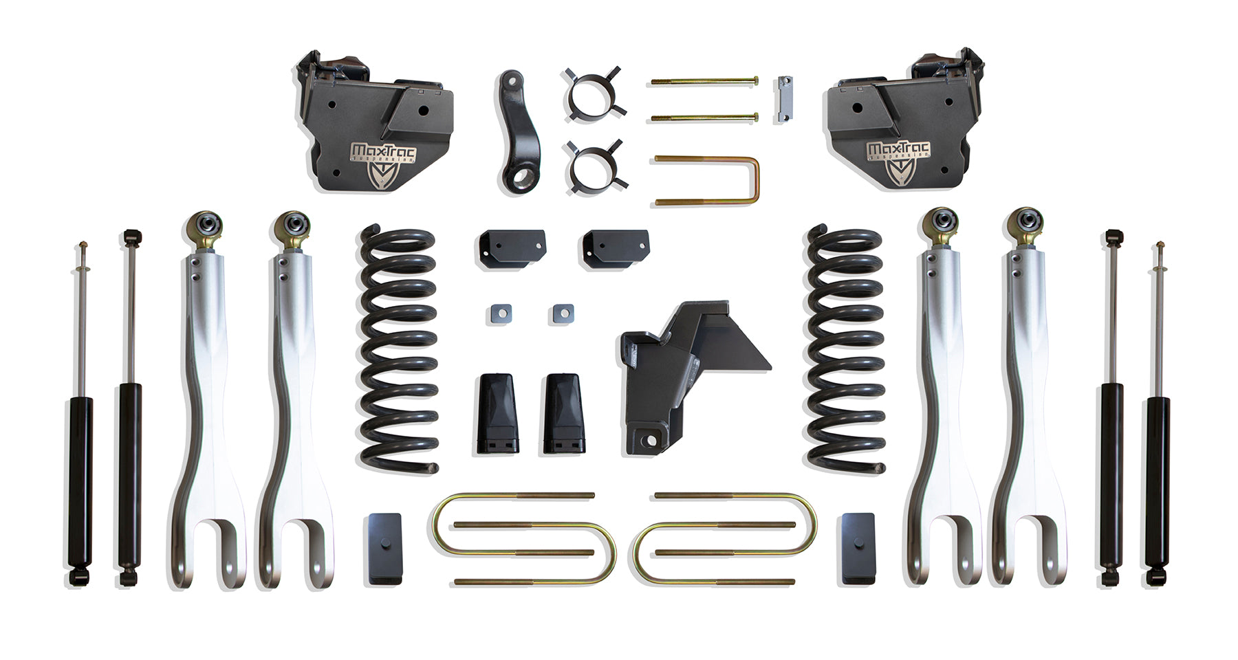 MaxTrac Suspension 6" Lift Kit Including Diesel Coils Forged Aluminum 4Links Trac Bar Bracket U-Bolts & Front Rear Max Trac Shocks K947563L