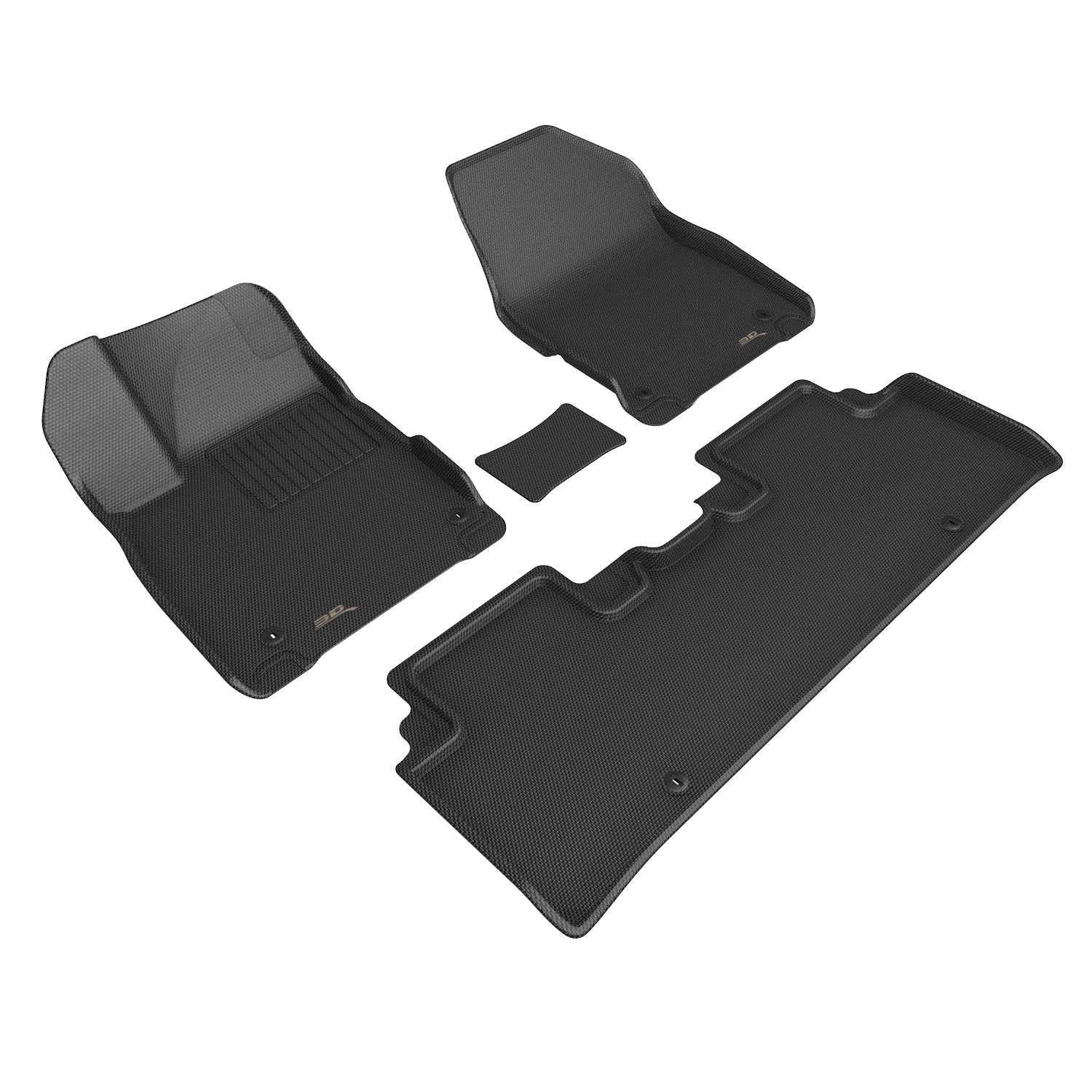 3D Maxpider 2022-2024 Kia EV6 Kagu 4 Pcs 1St Row 2Nd Row Floor Mat Carbon Fiber Embossed Pattern Black L1KA07101509