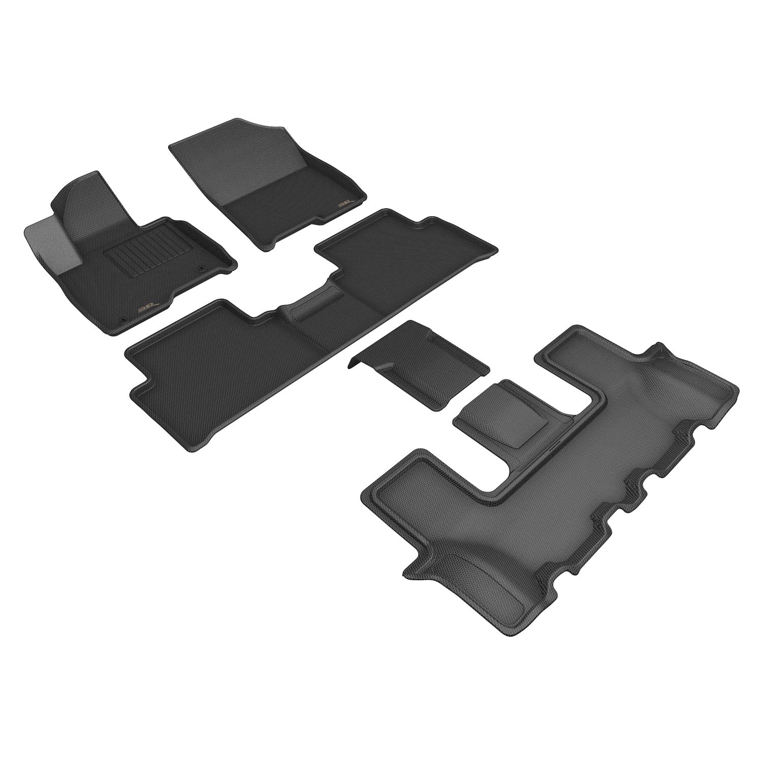 3D Maxpider 2022-2023 Kia Sorento Custom Fit Kagu Full Set 1st 2nd & 3rd Row Carbon Fiber Embossed Pattern Floor Mat Black L1KA07401509