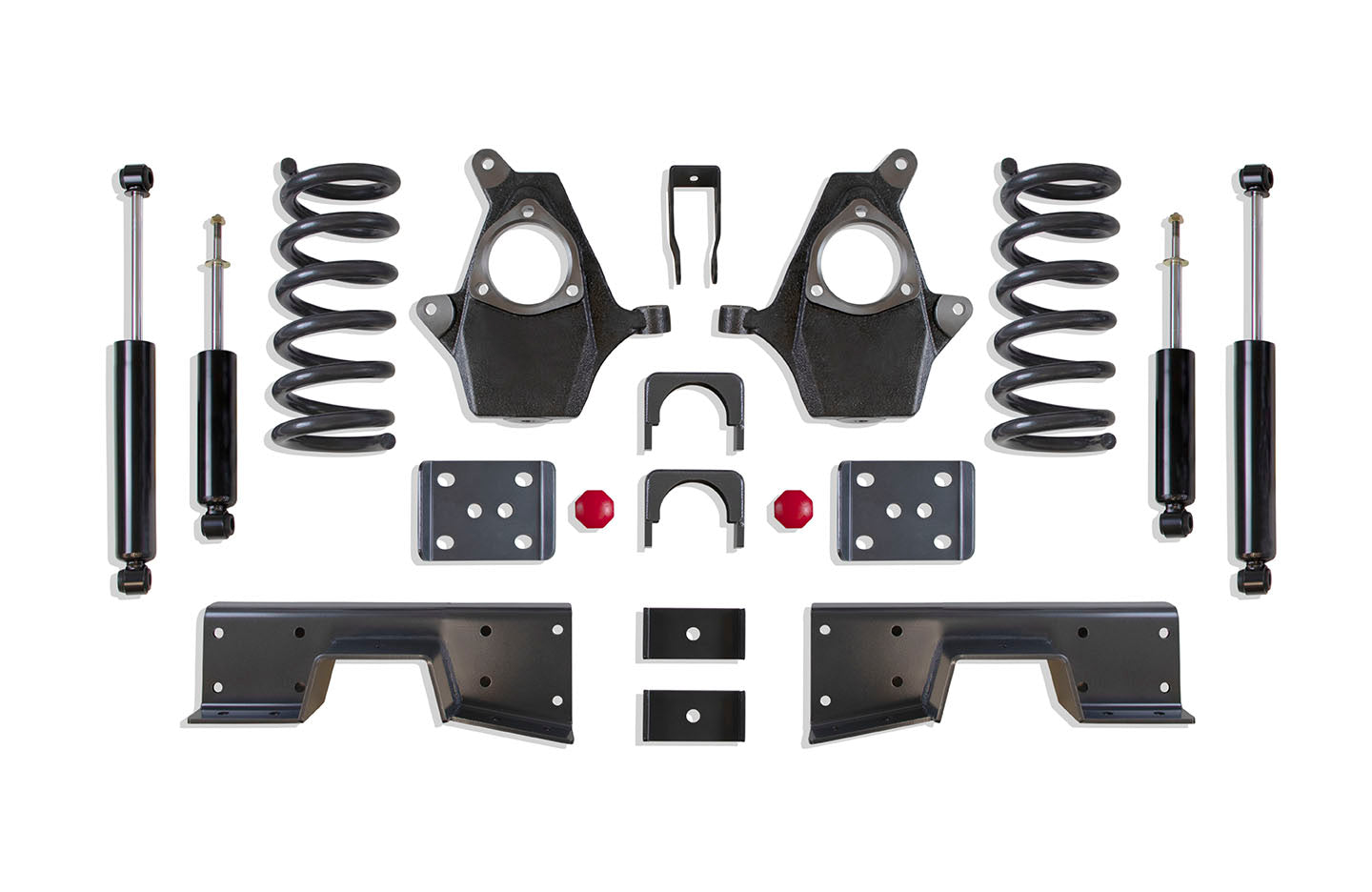 MaxTrac Suspension 3"-5" Lowering Kit Including V8 Coils Spindles Flip Kit Shackles C-Notch One Shock Angle Corrector & Front Rear Shocks KS330935-8