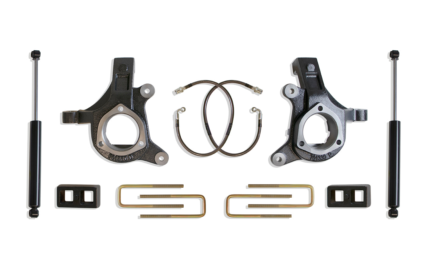 MaxTrac Suspension 2WD 3" Lift Kit Including Spindles Extended Brake Lines Blocks U-Bolts & Max Trac Rear Shocks KS881332