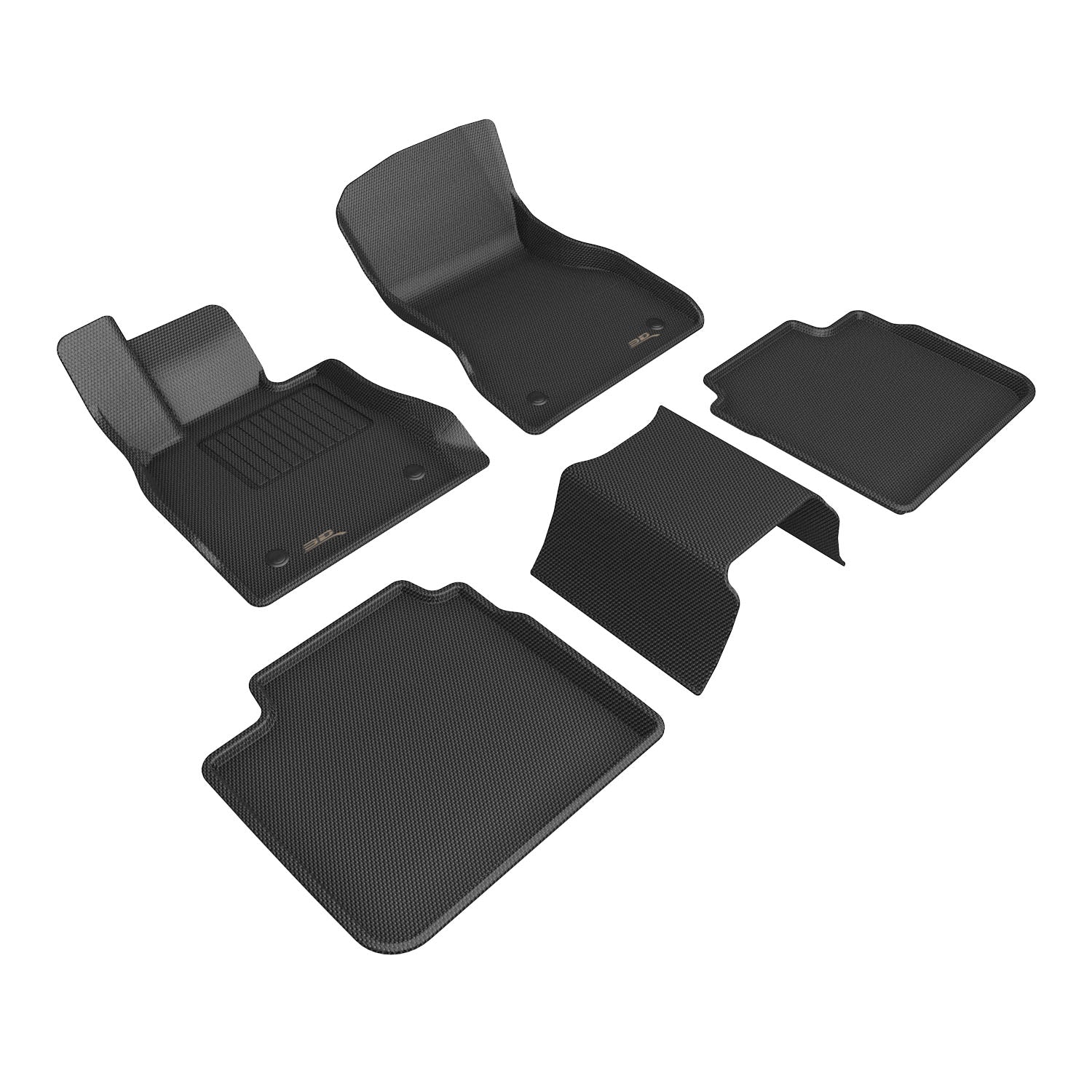 3D Maxpider 2023-2024 BMW 7 Series G70 Custom Fit 1st 2nd Row Kagu Floor Liner Carbon Fiber Embossed Pattern Black L1BM13201509