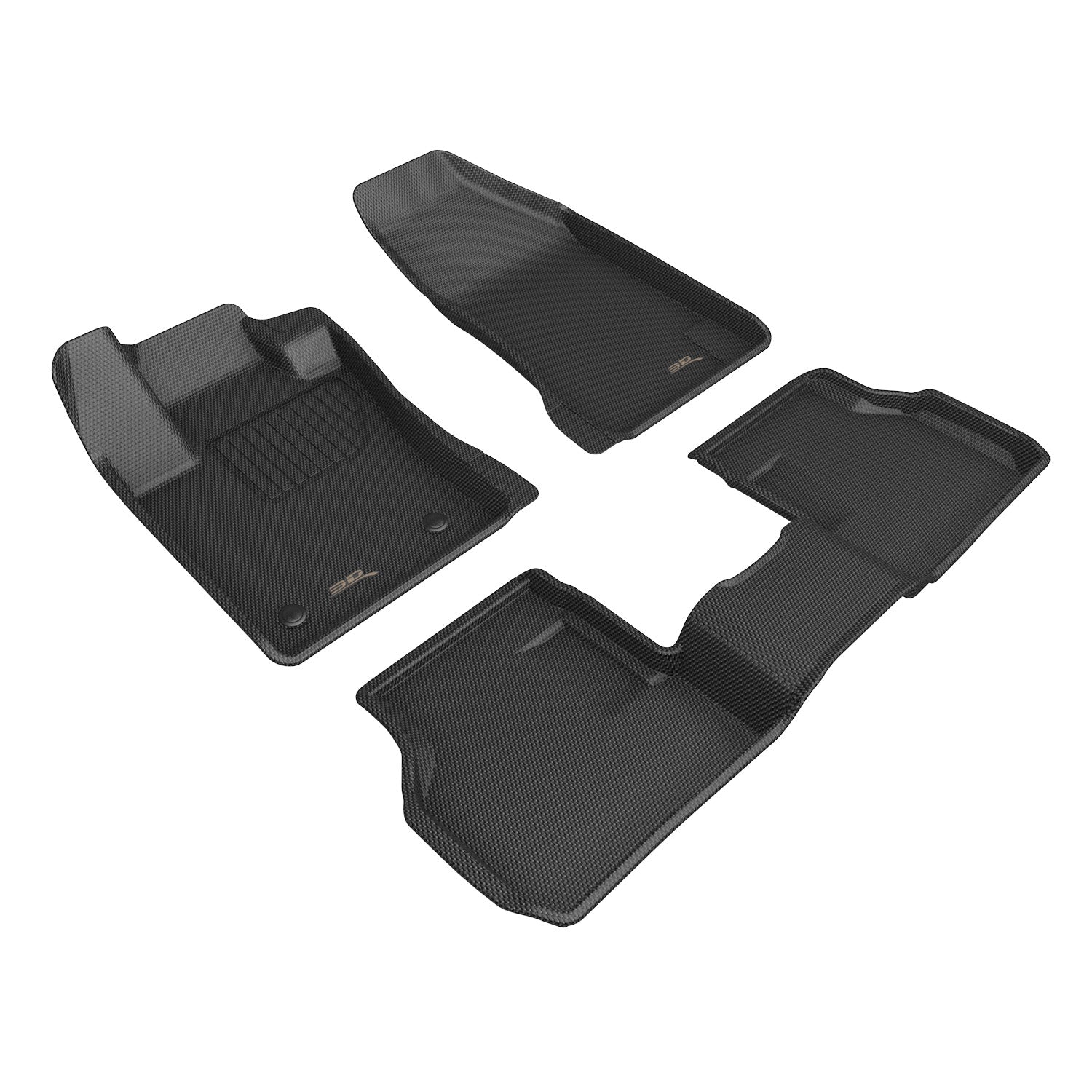 3D Maxpider 2023-2024 Dodge Hornet Custom Fit 1st 2nd Row Kagu Floor Mat Carbon Fiber Embossed Pattern Black L1DG03501509