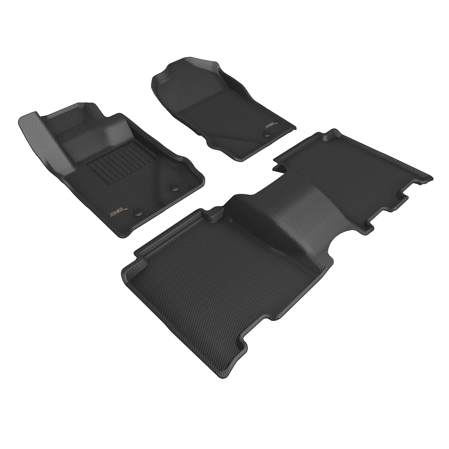 3D Maxpider 2021-2024 Ford Bronco 1St Row 2Nd Row Kagu Carbon Fiber Embossed Pattern Floor Mat Black L1FR14901509