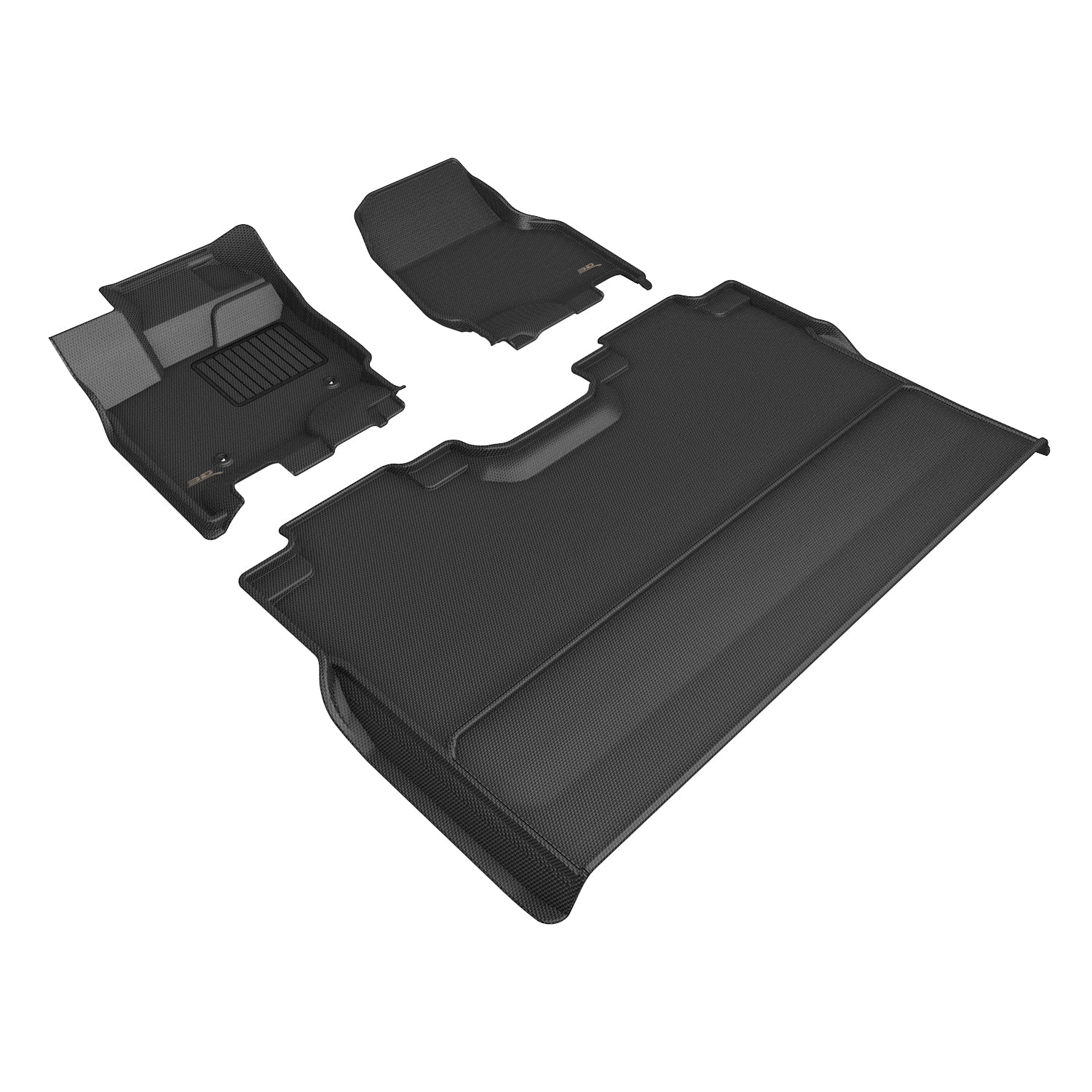 3D Maxpider 2022-2023 Ford F-150 Supercrew Custom Fit Kagu Full Set 1st & 2nd Row Carbon Fiber Embossed Pattern Floor Mat Black BLACK L1FR15301509