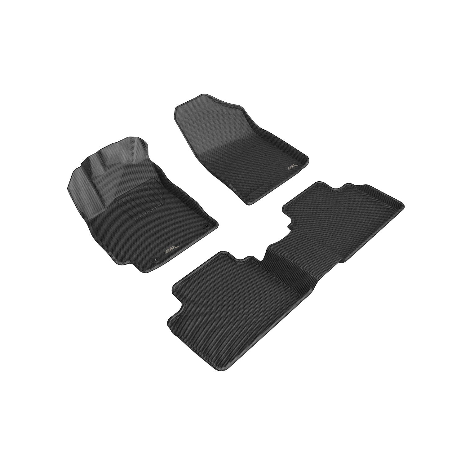 3D Maxpider 2021-2024 Hyundai Elantra Gas 1st Row 2nd Row Floor Mat Kagu Carbon Fiber Embossed Pattern Black L1HY11001509