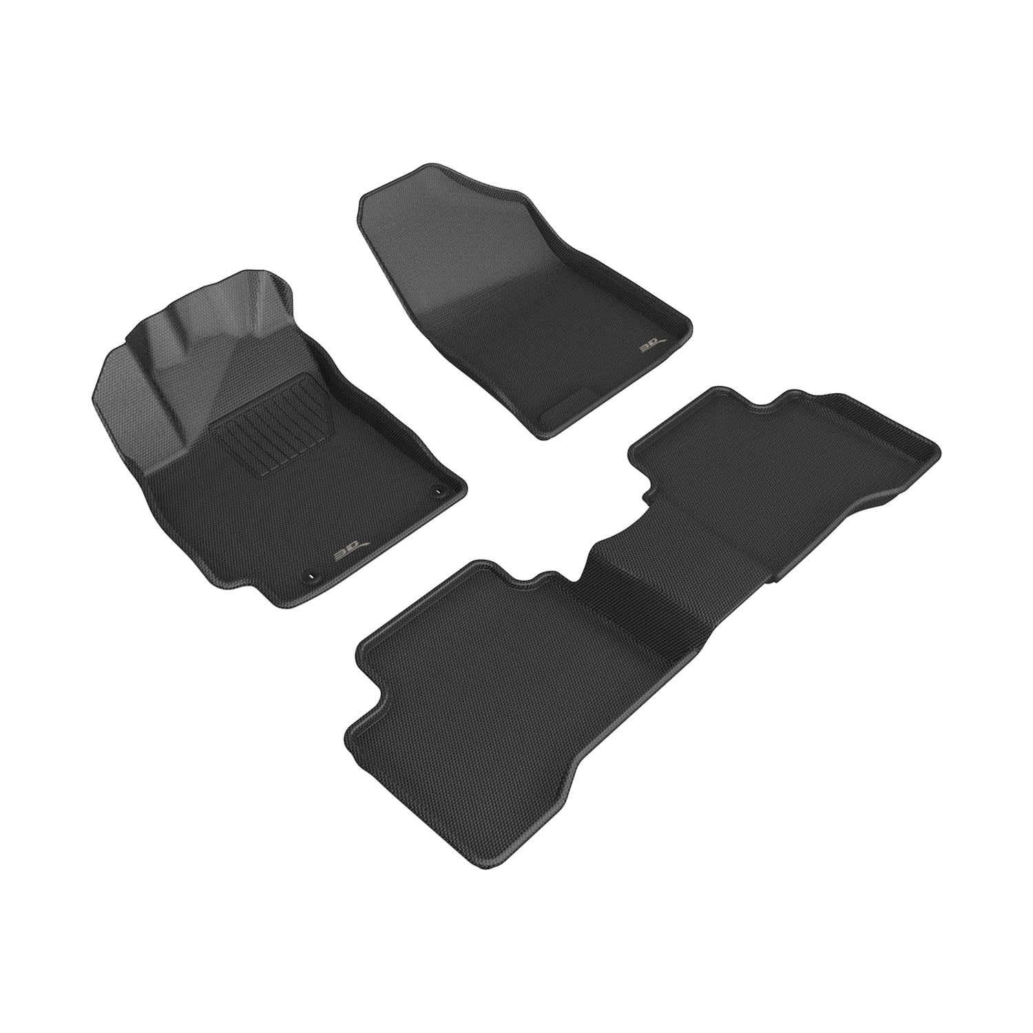 3D Maxpider 2021-2024 Hyundai Elantra Hybrid 1st Row 2nd Row 3Pcs Floor Mat Kagu Carbon Fiber Embossed Pattern Black L1HY11101509