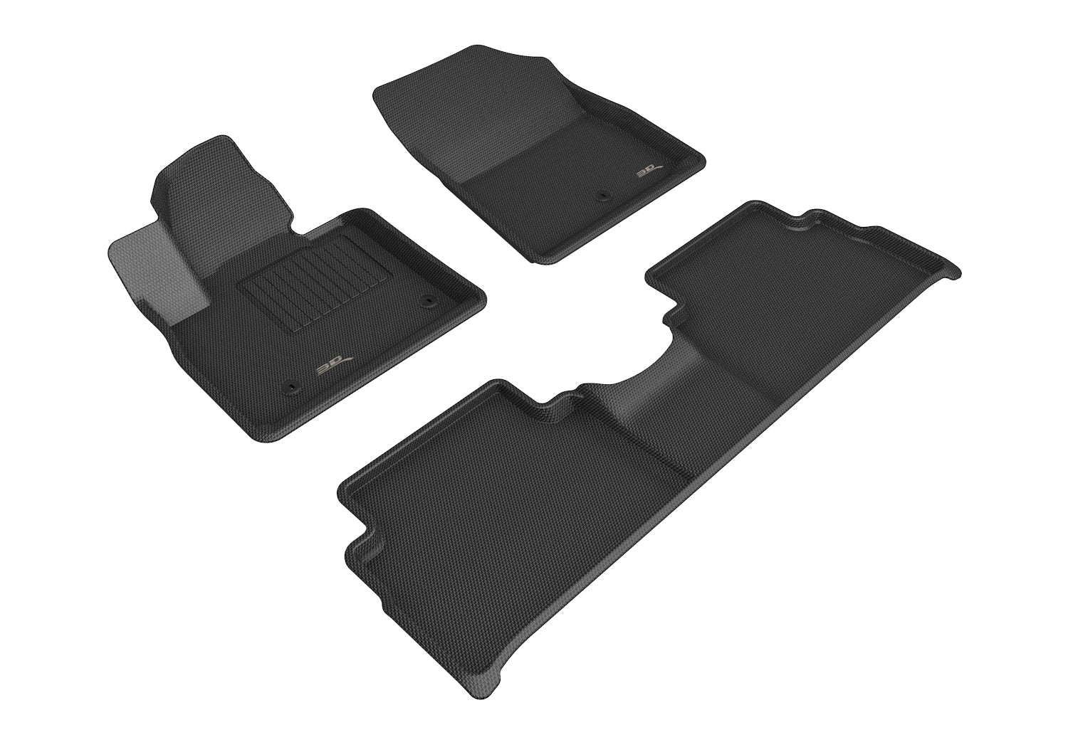 3D Maxpider 2021-2023 Hyundai Santa Fe 5 Seat Hybrid Phev Kagu 1st & 2nd Row Carbon Fiber Embossed Pattern Floor Mat Black L1HY11201509