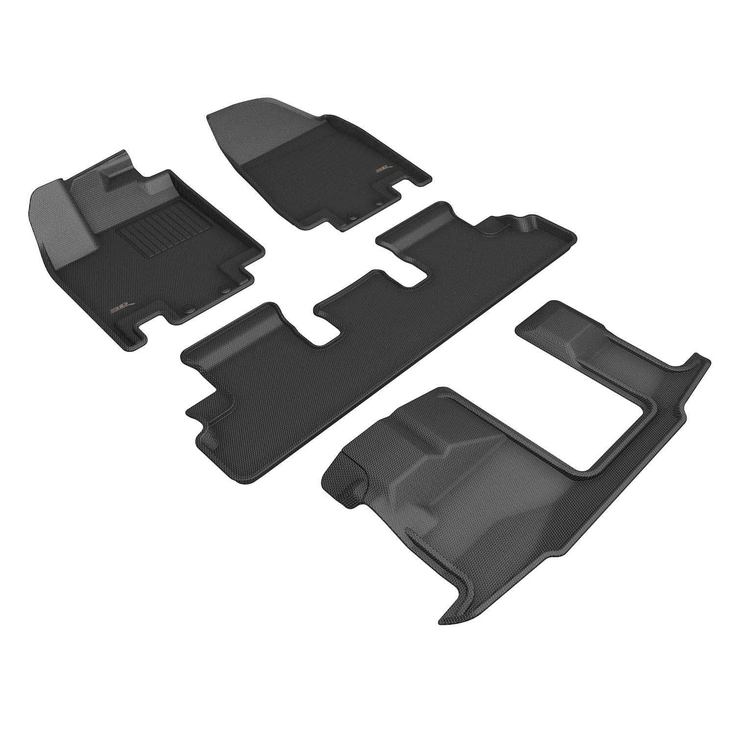 3D Maxpider 2022-2024 Nissan Pathfinder Kagu 1st 2nd 3rd Row Floor Mats Carbon Fiber Embossed Pattern Black L1NS14801509
