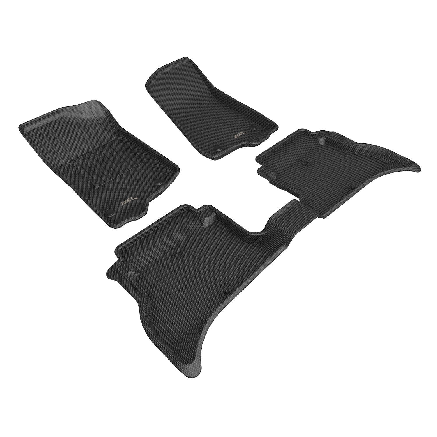 3D Maxpider 2021-2023 Jeep Wrangler Unlimited 4Xe Kagu 1st 2nd Row Floor Mat Carbon Fiber Embossed Pattern Black L1JP02401509