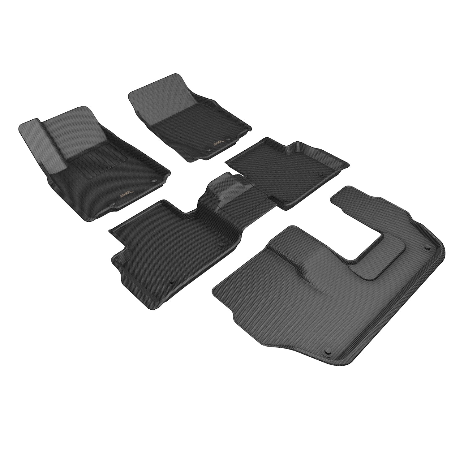 3D Maxpider 2022-2024 Jeep Grand Cherokee Kagu 1st 2nd Row Carbon Fiber Embossed Pattern Black Floor Mats L1JP03001509