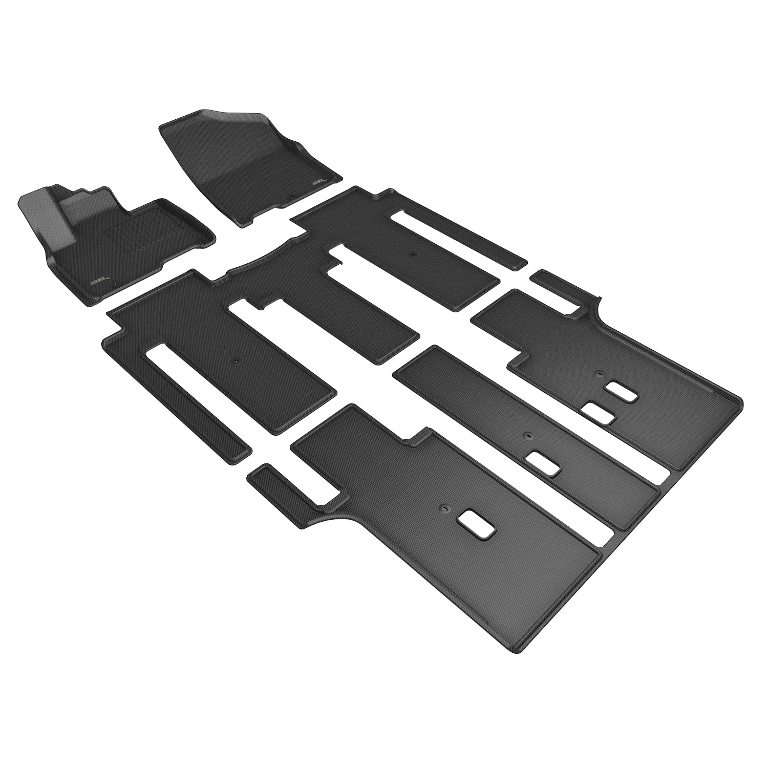 3D Maxpider 2022-2023 Kia Carnival Sedona Custom Fit Kagu Full Set 1st 2nd 3rd Row Floor Mat Carbon Fiber Embossed Pattern Black L1KA06401509