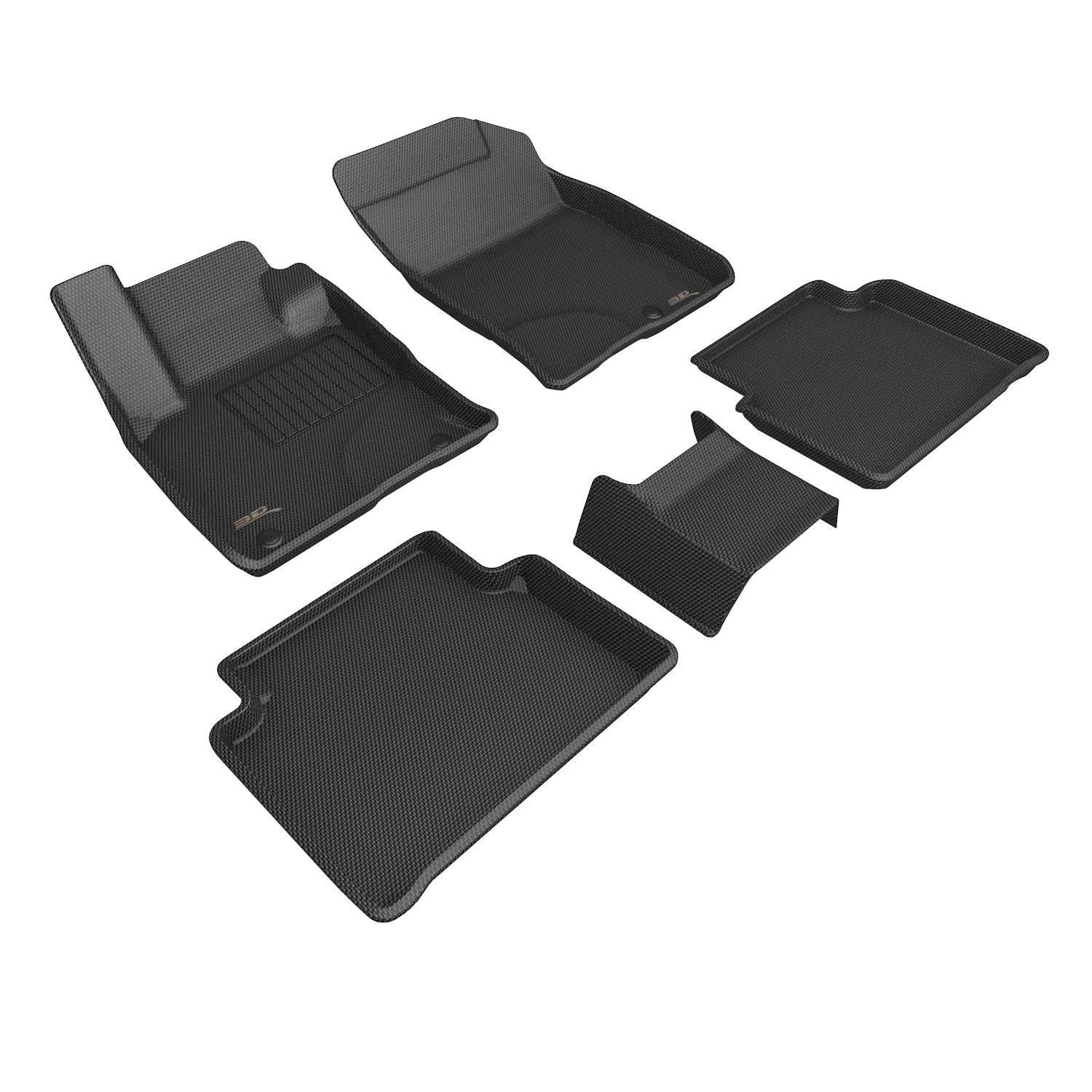 3D Maxpider 2020-2024 Lincoln Corsair Custom Fit 1st 2nd Row Kagu Carbon Fiber Embossed Pattern Floor Mat Black L1LC01601509