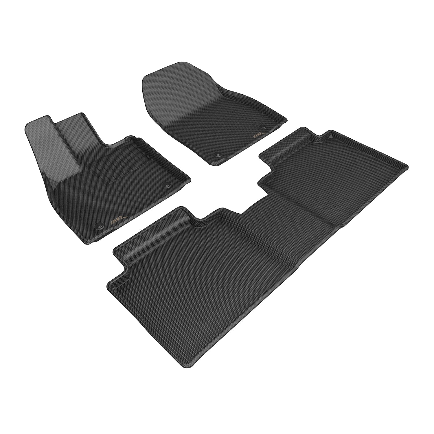 3D Maxpider 2023 Lexus RZ 1st 2nd Row Kagu Floor Mat Carbon Fiber Embossed Pattern Black L1LX08401509