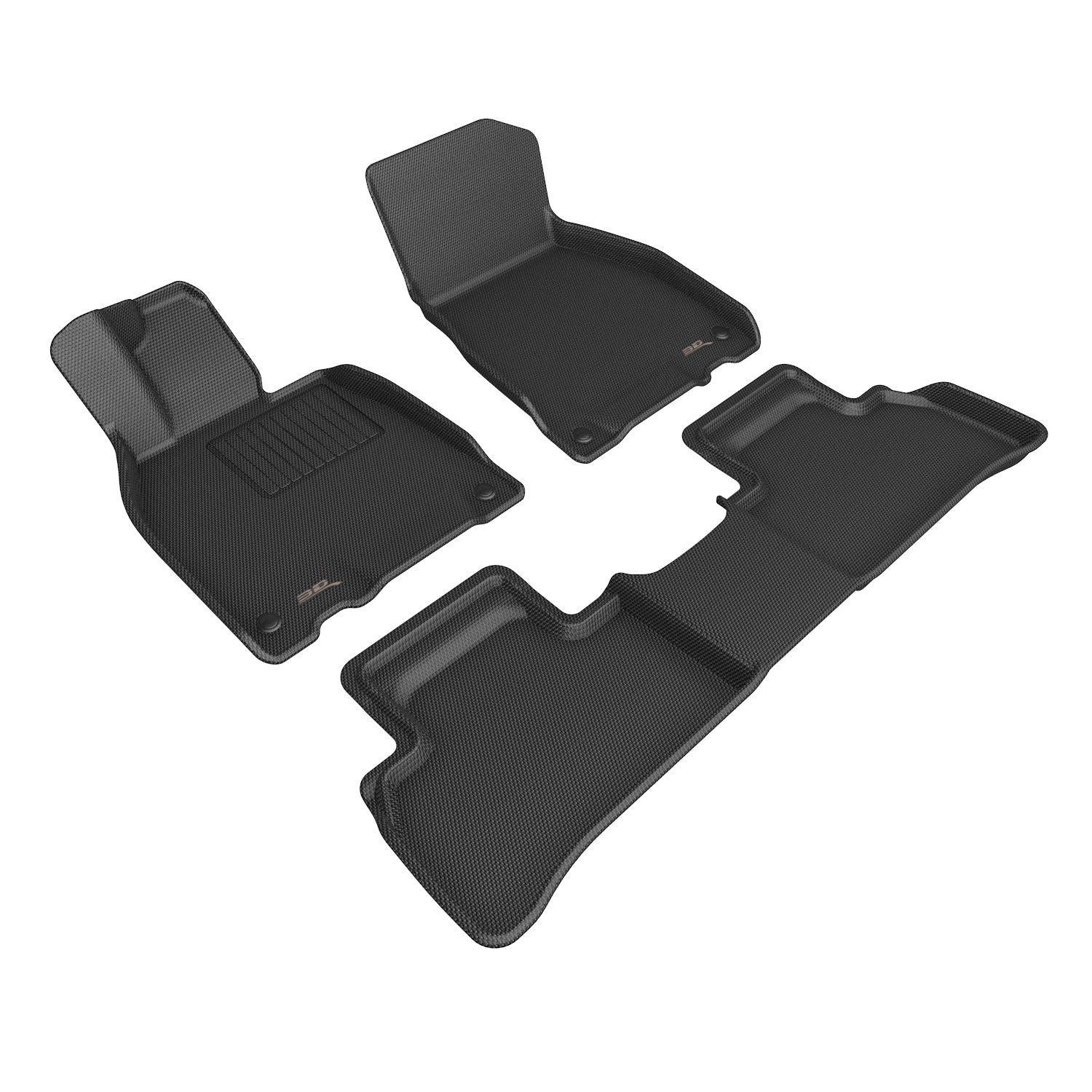 3D Maxpider 2023-2024 Mercedes-Benz EQE Sedan V295 Custom Fit Floor Liner 1st 2Nd Row Kagu Floor Mat Carbon Fiber Embossed Pattern Black L1MB17201509