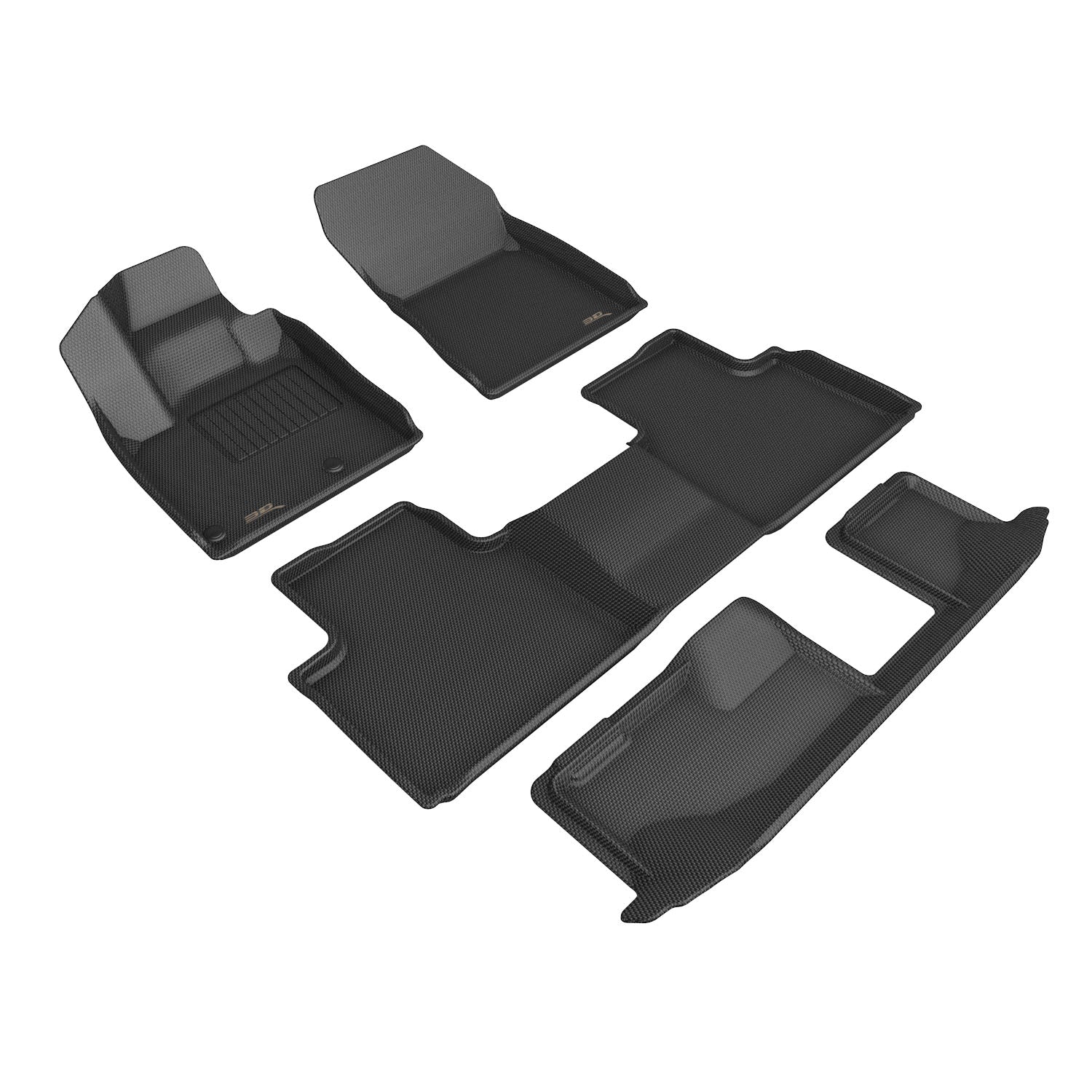3D Maxpider 2022-2024 Mitsubishi Outlander Custom Fit 1st 2nd 3rd Row Black Kagu Carbon Fiber Embossed Pattern Floor Mat L1MT07101509