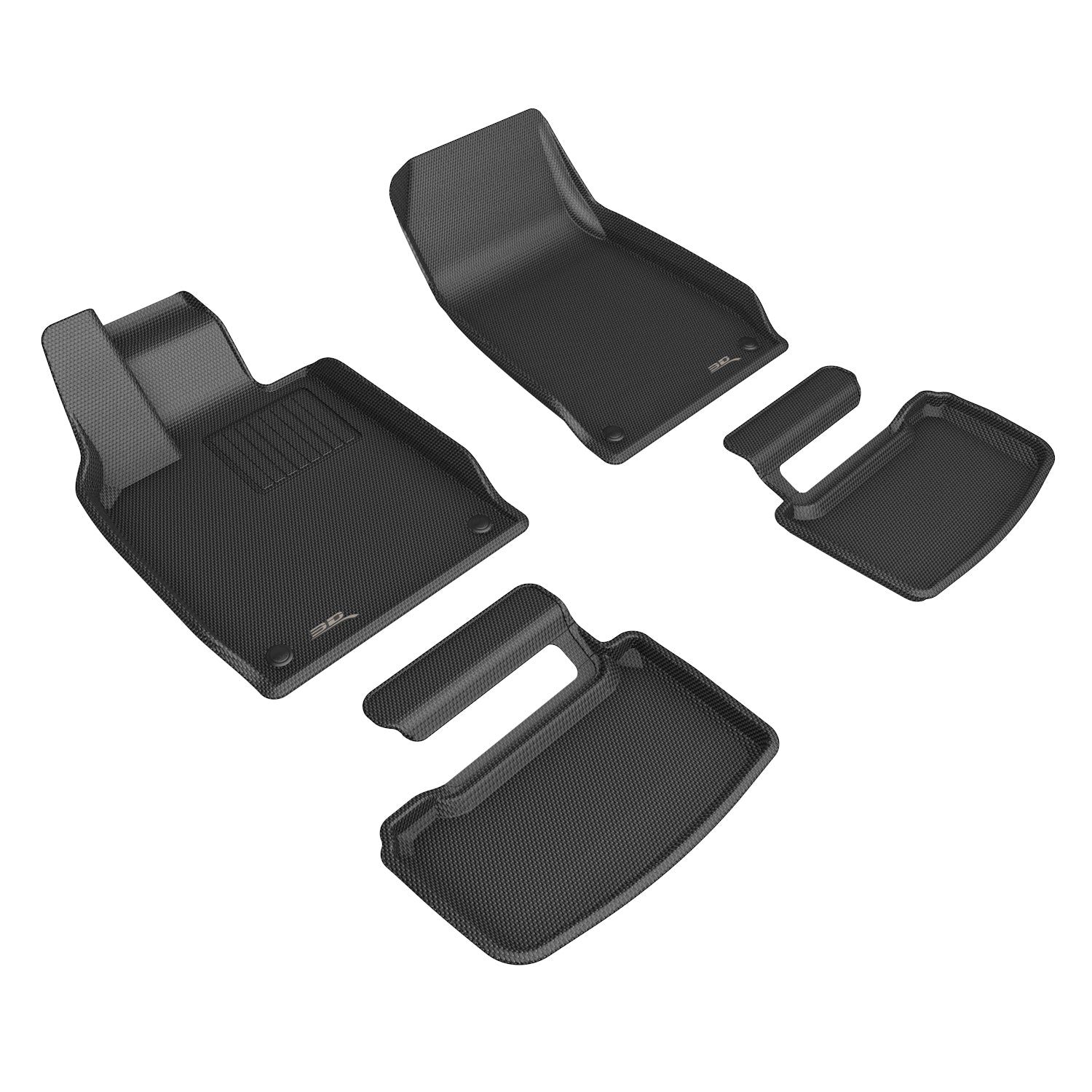 3D Maxpider 2021-2024 Porsche Taycan Kagu 1St Row 2Nd Row Floor Mat Carbon Fiber Embossed Pattern Black L1PO02701509