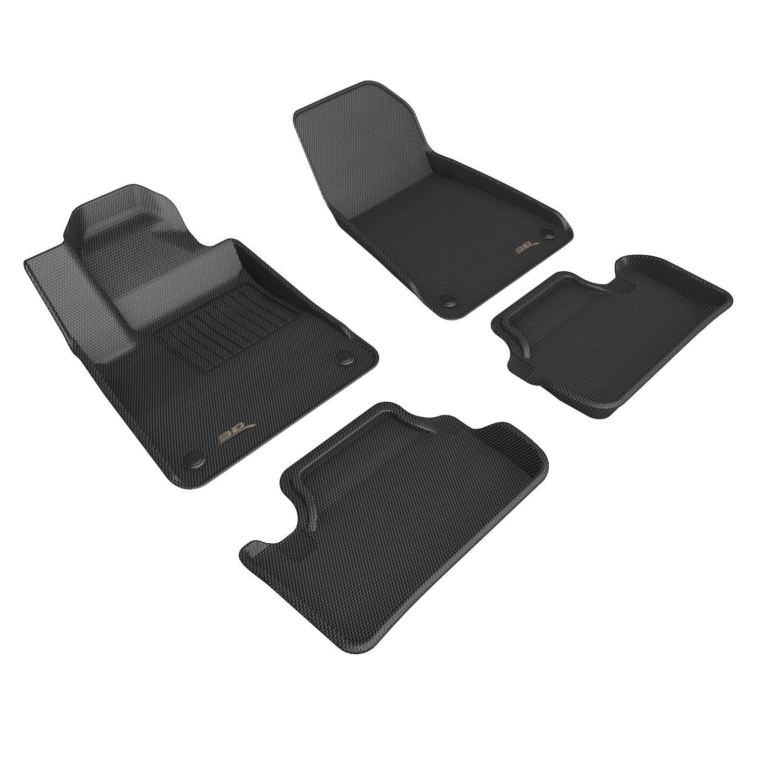 3D Maxpider 2021-2024 Polestar 2 Custom Fit Kagu Full Set 1st & 2nd Row Carbon Fiber Embossed Pattern Floor Mat Black L1PS00001509