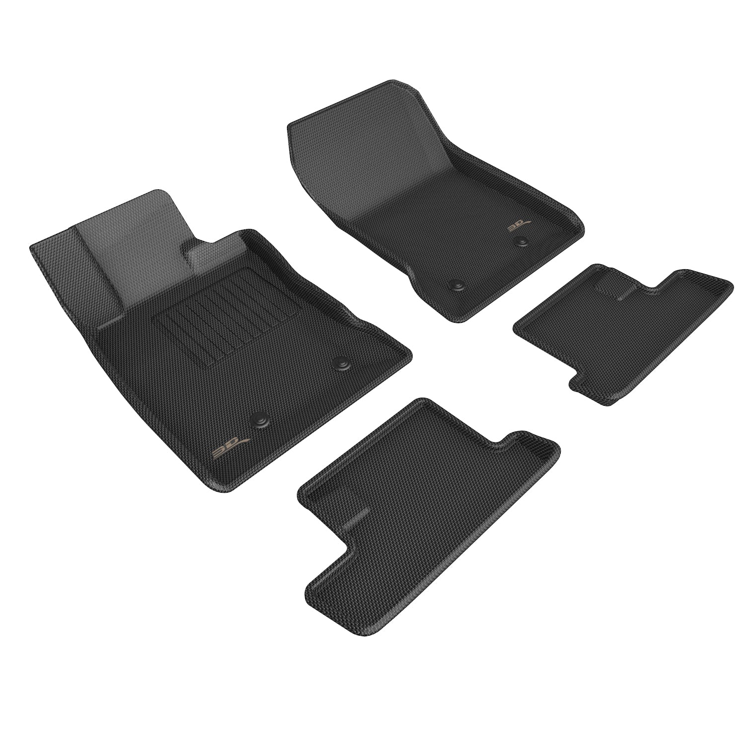 3D Maxpider 2022-2024 Subaru BRZ Custom Fit 1st 2nd Row Floor Mat Kagu Carbon Fiber Embossed Pattern Black L1SB03301509