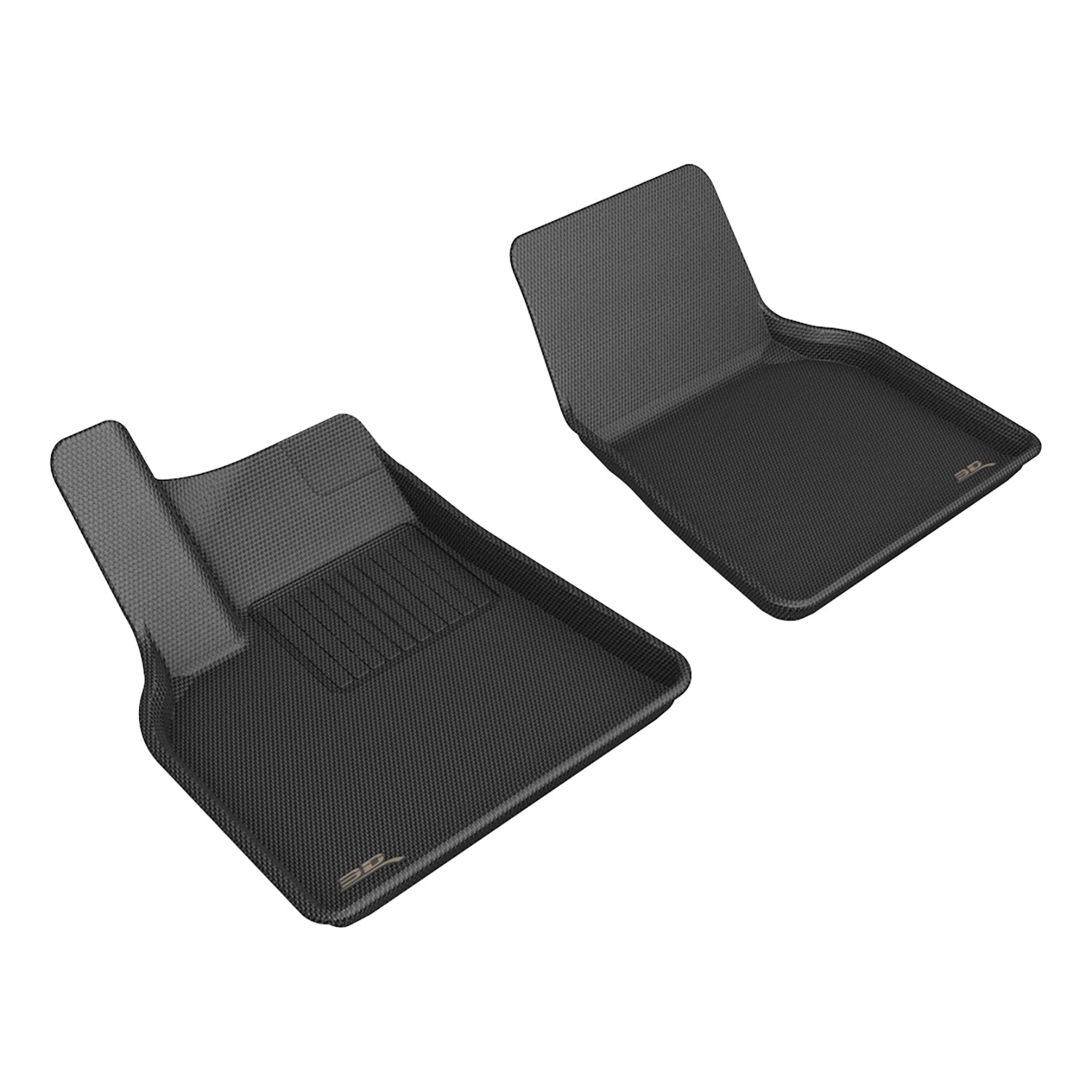3D Maxpider 2021-2023 Tesla Model Y Custom Fit 1st Row Black Kagu Carbon Fiber Embossed Pattern Floor Mat L1TL02711509