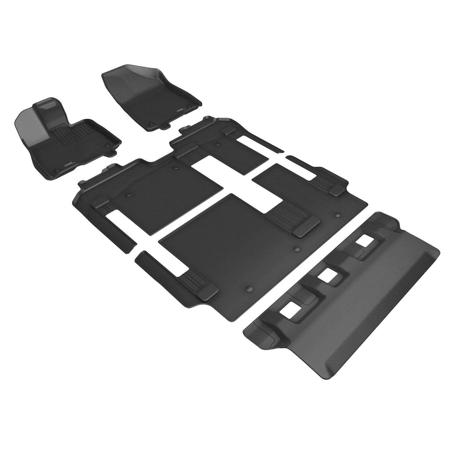 3D Maxpider 2021-2024 Toyota Sienna 8 Seat 1st Row 2nd Row 3rd Row Floor Mat Kagu Carbon Fiber Embossed Pattern Black L1TY27201509