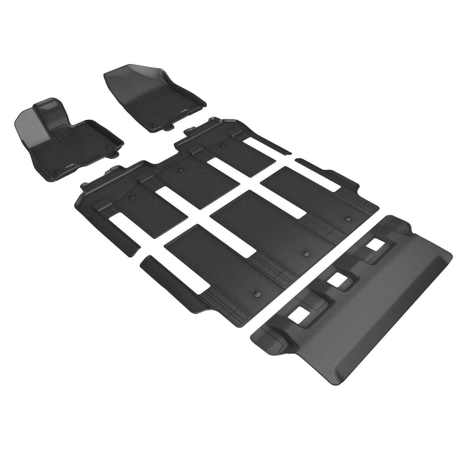 3D Maxpider 2021-2024 Toyota Sienna 7 Seat Kagu 1st Row 2nd Row 3rd Row Kagu Carbon Fiber Embossed Pattern Floor Mat Black L1TY27601509