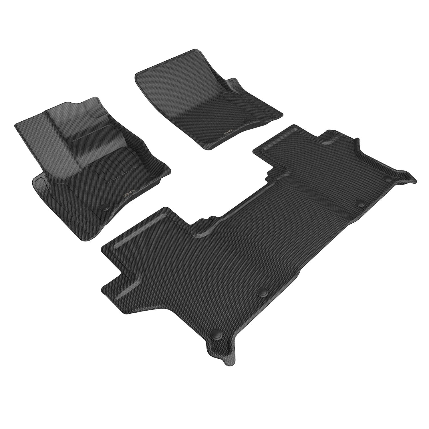 3D Maxpider 2020-2024 Land Rover Defender 90 Kagu 1St Row 2Nd Row Floor Mat Carbon Fiber Embossed Pattern Black L1LR03101509