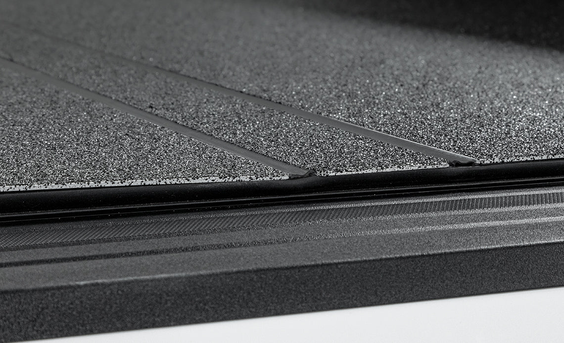 LOMAX 2012-2018 Dodge Ram 1500 2019-2024 Ram 1500 Classic 2012-2024 Ram 2500 3500 6' 4" Box with RamBox Cargo Mgt System remove utility rails Black Urethane Split Tonneau Cover B3040079
