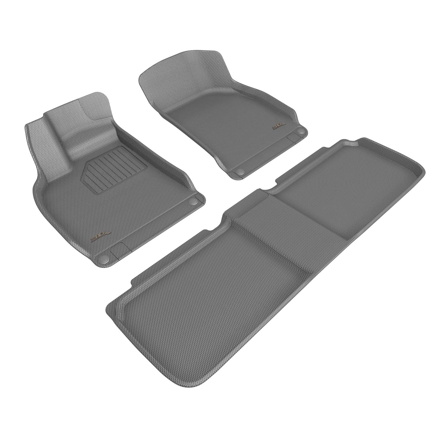 3D Maxpider 2022-2024 Lucid Air Kagu 1st 2nd Row Carbon Fiber Embossed Pattern Gray Floor Mats L1LU00001501