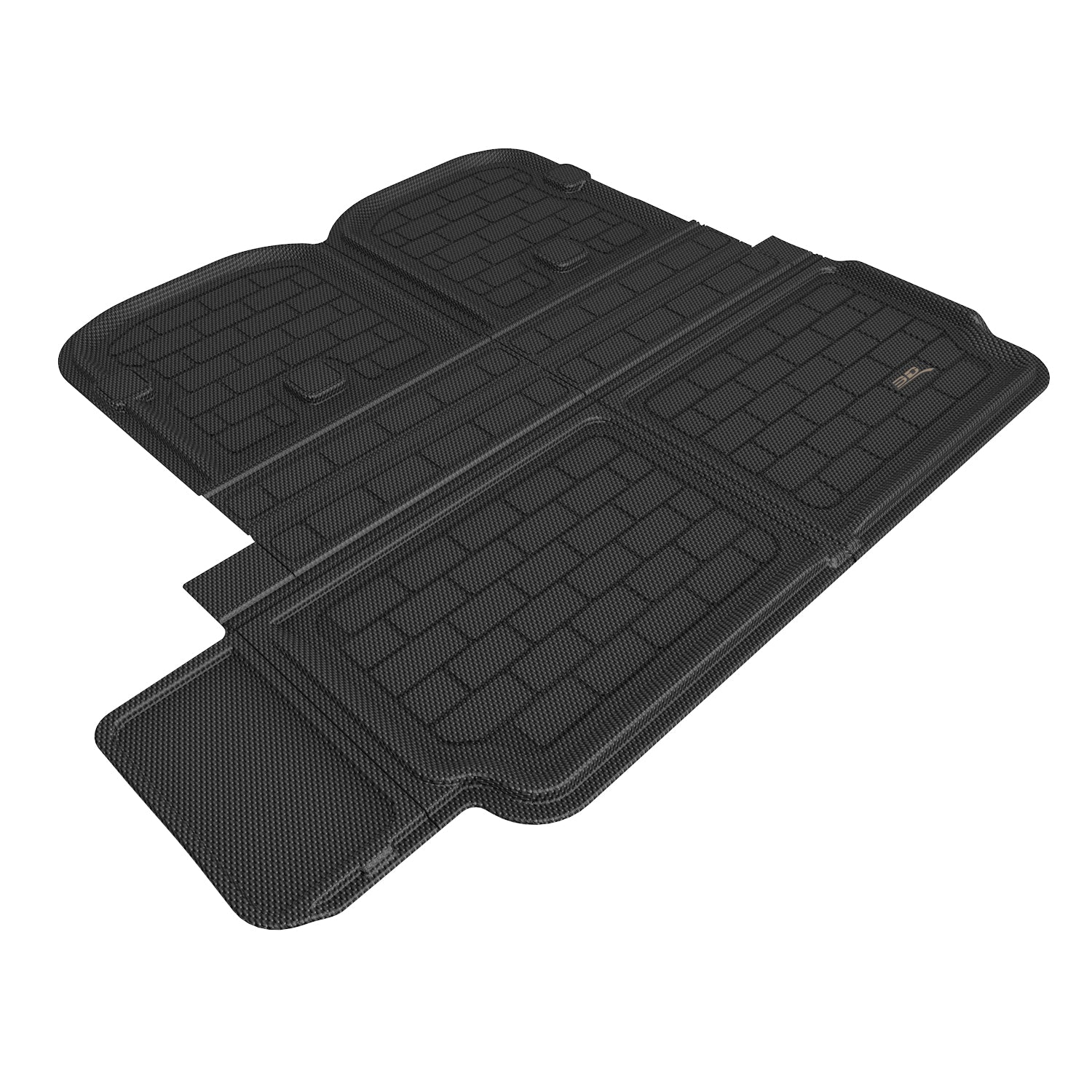 3D Maxpider 2022-2024 Tesla Model X 6&7 Seat Behind 2nd Row Cross Fold Custom Fit Kagu Cargo Liner Carbon Fiber Embossed Pattern Black M1TL0431309