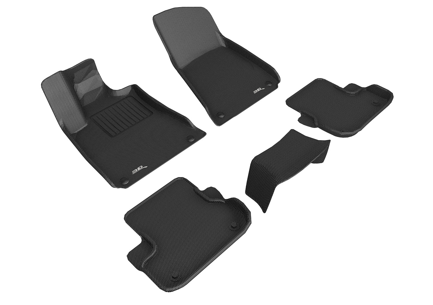3D Maxpider 2013-2018 Maserati Ghibli Custom Fit Kagu Full Set 1st & 2nd Row Carbon Fiber Embossed Pattern Floor Mat Black L1MR00601509